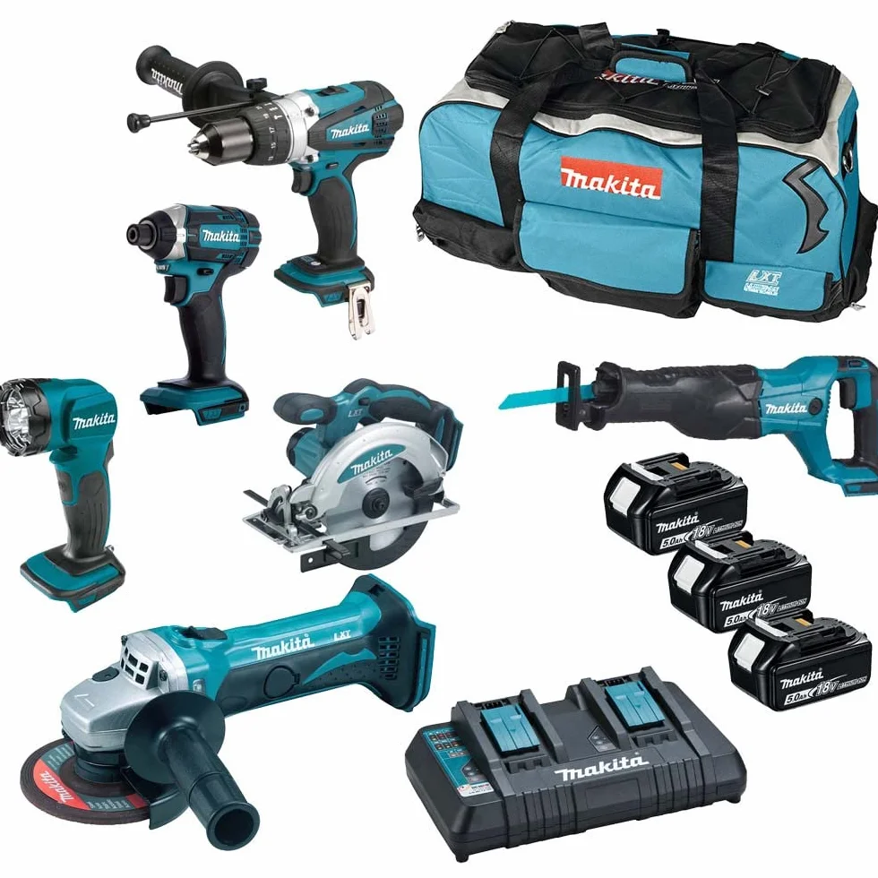 Makita DLX6104TX2 18 V Li-Ion LXT Combo Kit 3 batterie 5,0 Ah doppia porta caricatore borsa attrezzi