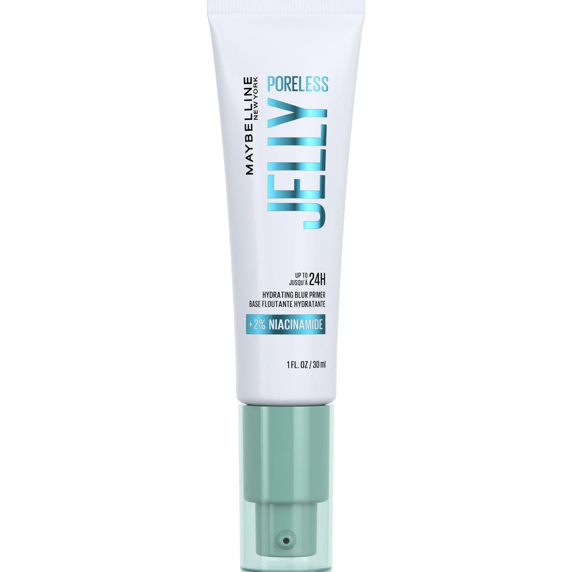 Maybelline New York Primer Idratante, Rende la Pelle Uniforme e Idratata per 24H*, Pori Meno Visibili e Lucidità Ridotta, Non Unge la Pelle, Arricchito Con Niacinamide, Poreless Jelly Primer, 30 ml