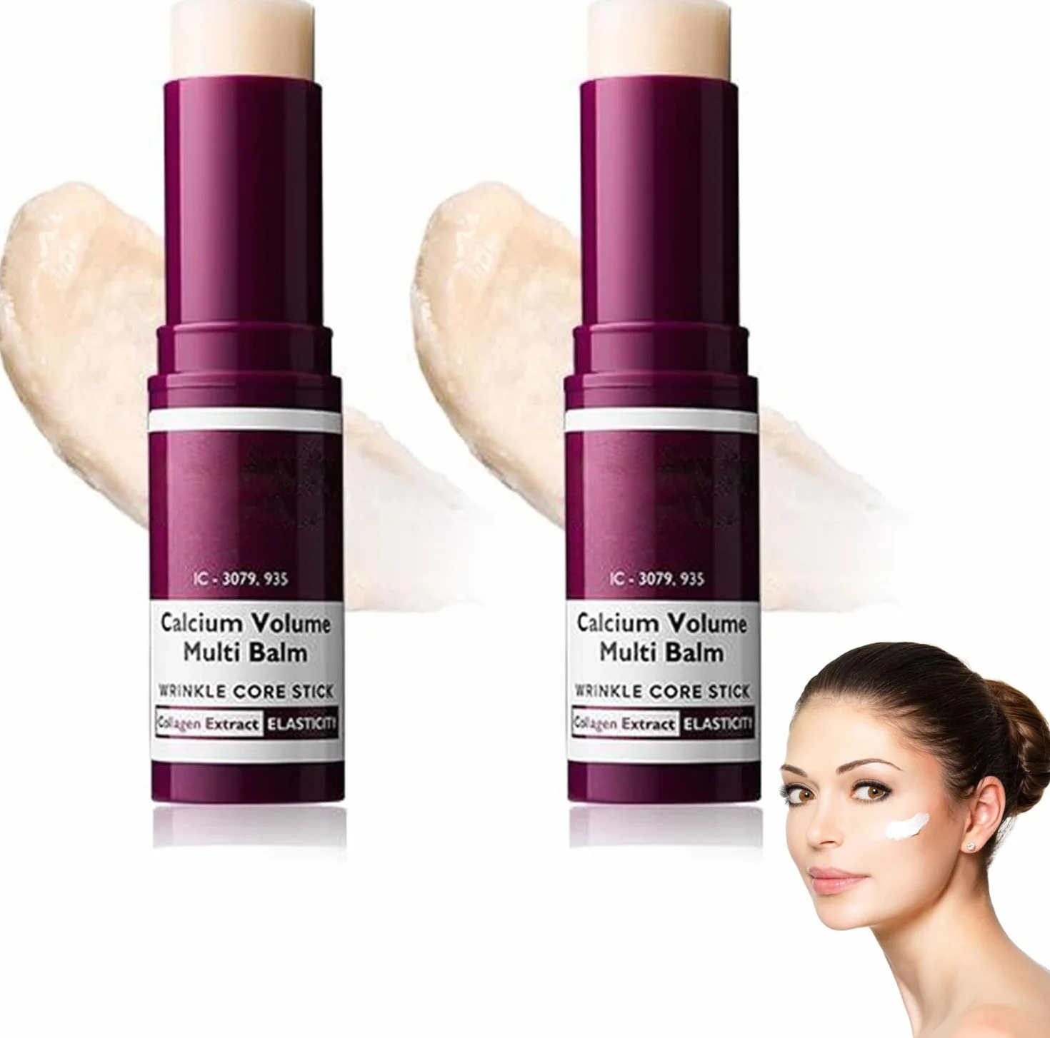 2 pezzi Calcium Volume Multi Balm Stick Balm Balsamo Oculare Multifunzionale Balsamo Arricchito Con Collagene Anti-Aging & Firming Skincare Stick Stringe La Pelle Ripara e Idrata