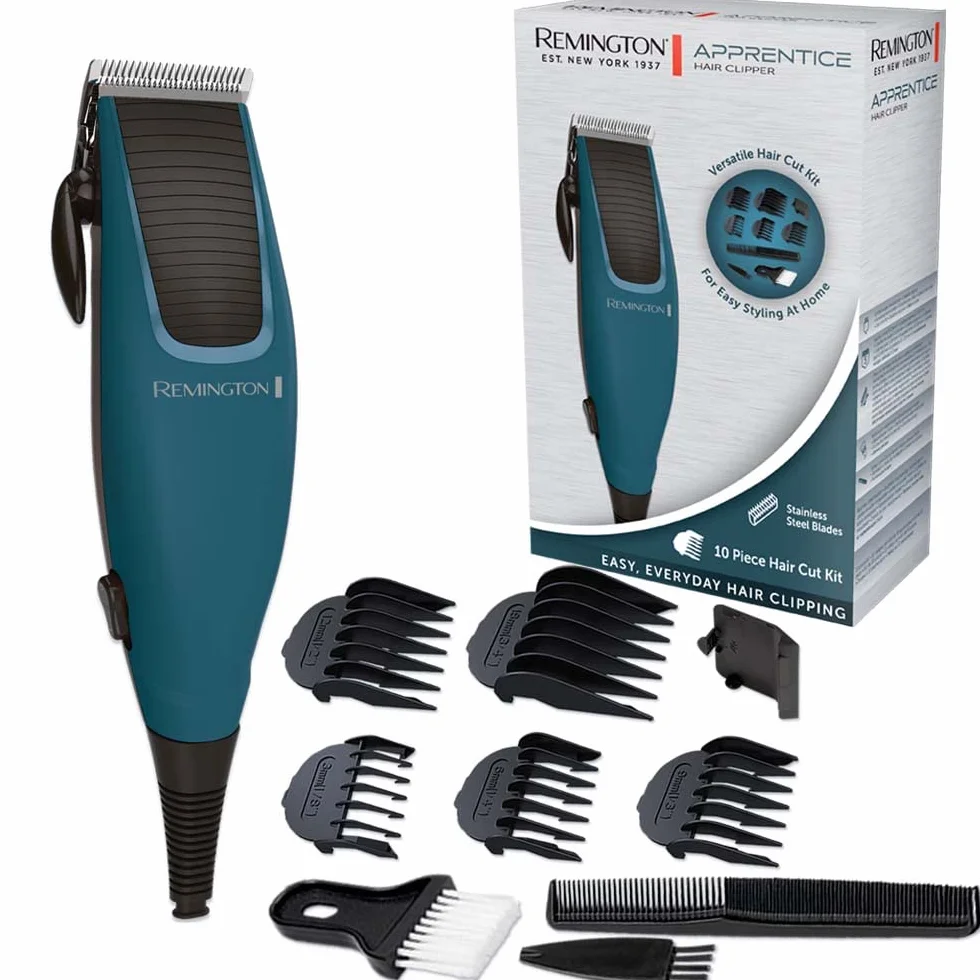 Remington Tagliacapelli - Lame in Acciaio Inox autoaffilanti: 0,5-18mm - Leva di Regolazione, Funzionamento a corrente, Set tagliacapelli: 5 pettini accessori, set parrucchiere, Tagliacapelli HC5020
