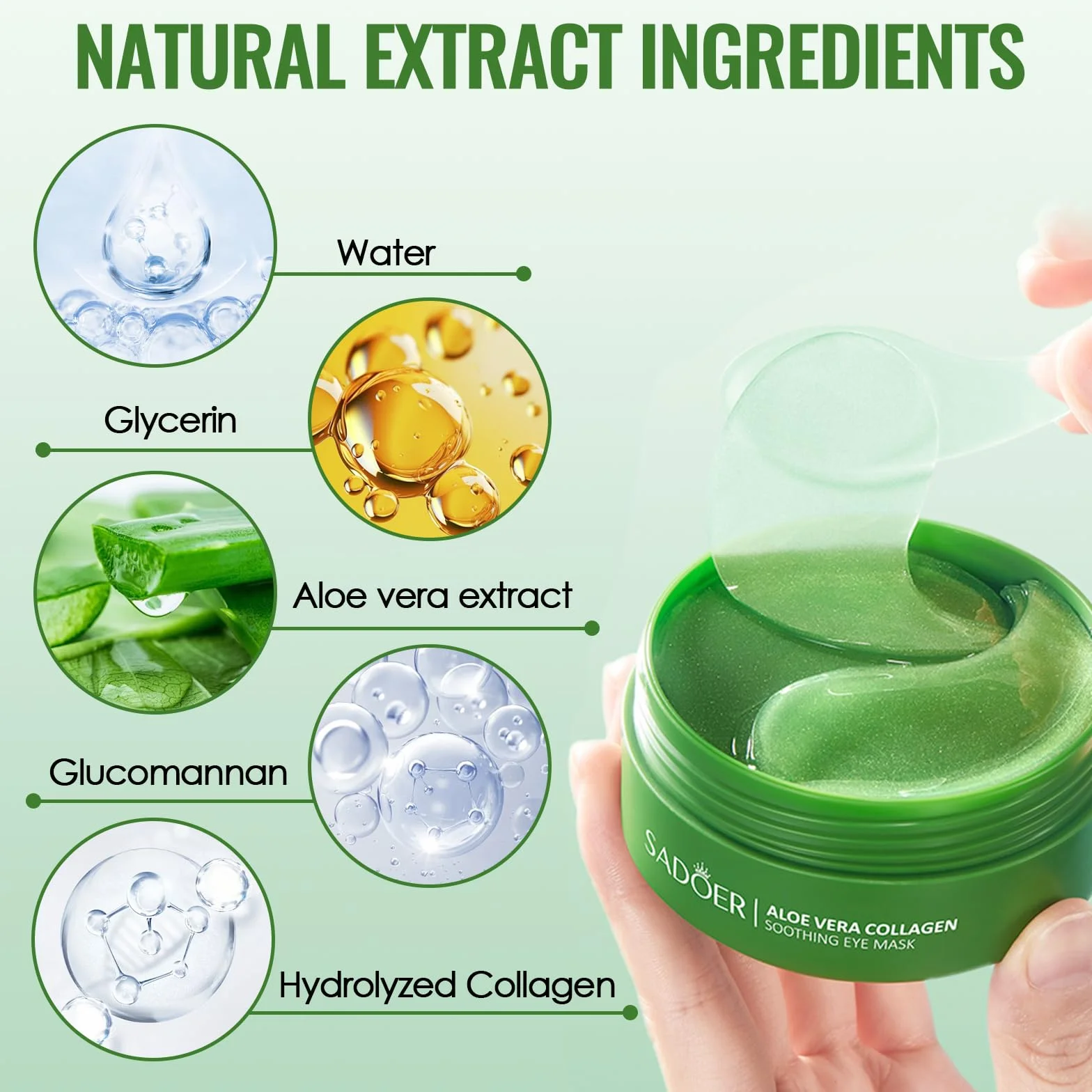 60 Pezzi Maschera Occhi di Aloe Vera,Patch Occhi Per Rimuovi Borse e Puffiness, Collagene Patch Occhi, Maschera Occhiaie Donna Uomo, Collagene Maschera Occhi Eye Mask, Contorno Occhi Idratante