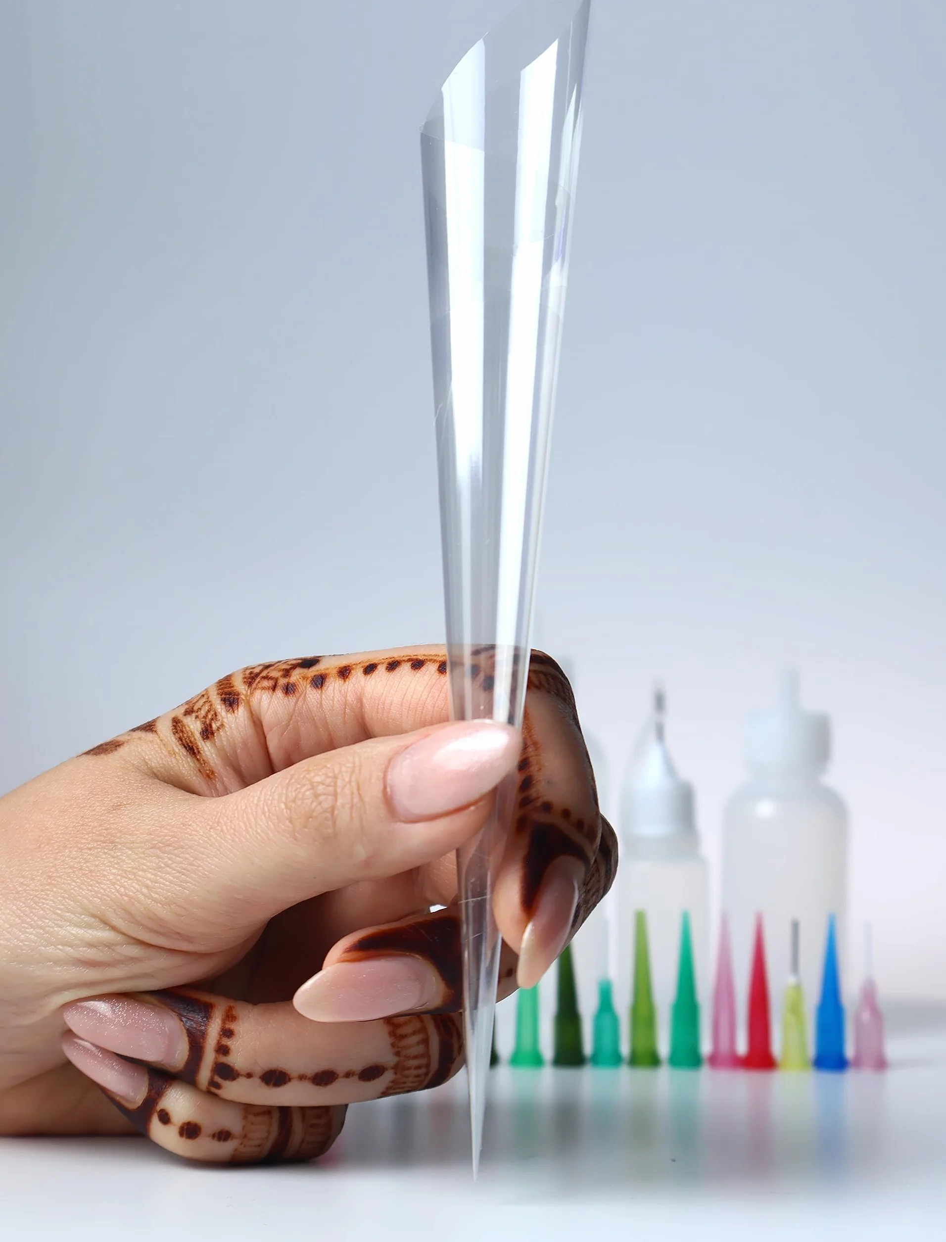 20 coni vuoti per henné, pre-arrotolati fatti a mano, set di coni per ramadan, applicatore in cellophane per kit per principianti Jagua, gel Hengua Heena, per disegnare e studiare