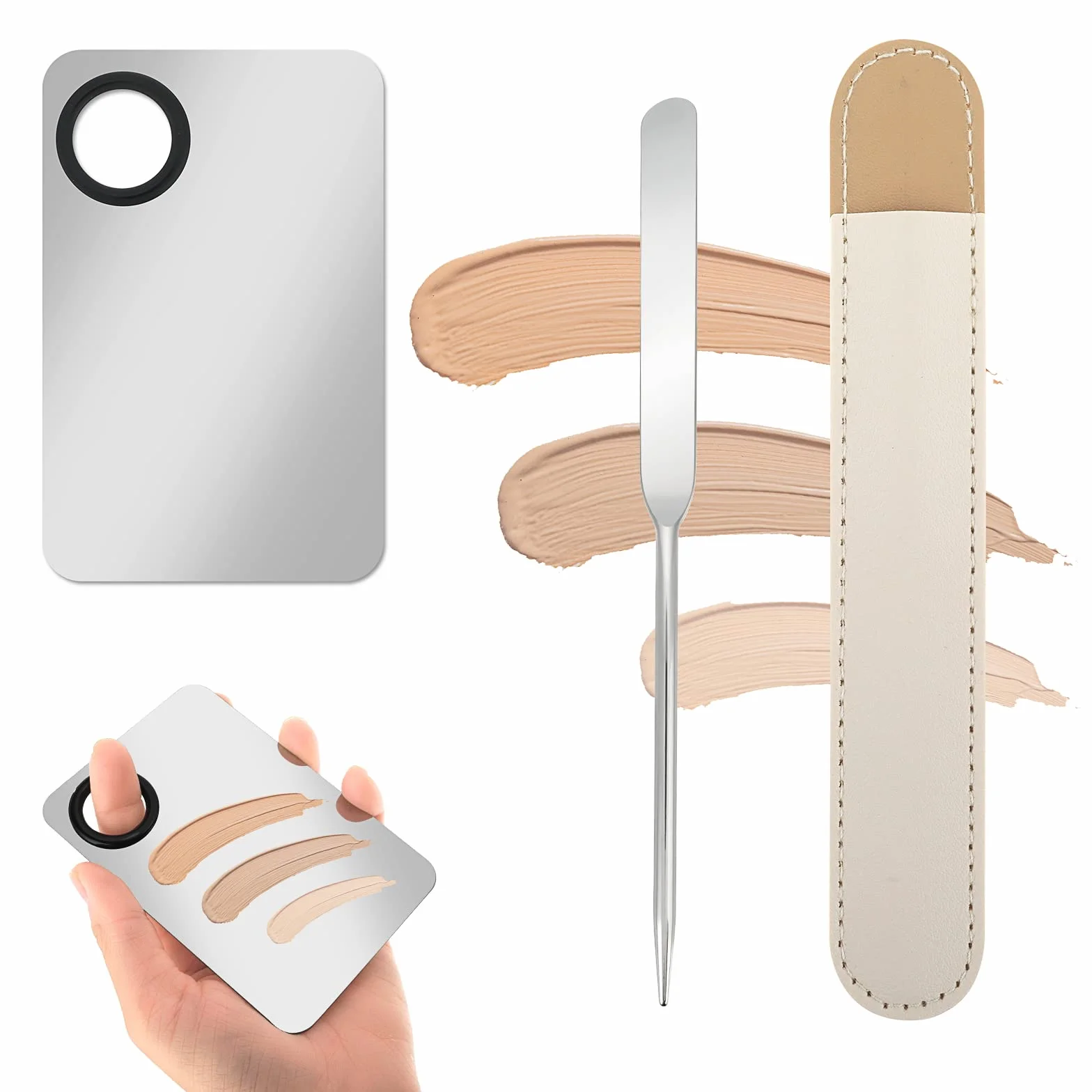 Spatola per Trucco in Acciaio Inossidabile Strumenti per il Trucco Facciale Professionale Spatola per Fondotinta Strumento per Spatola per Trucco Tavolozza per Sfumare il Trucco
