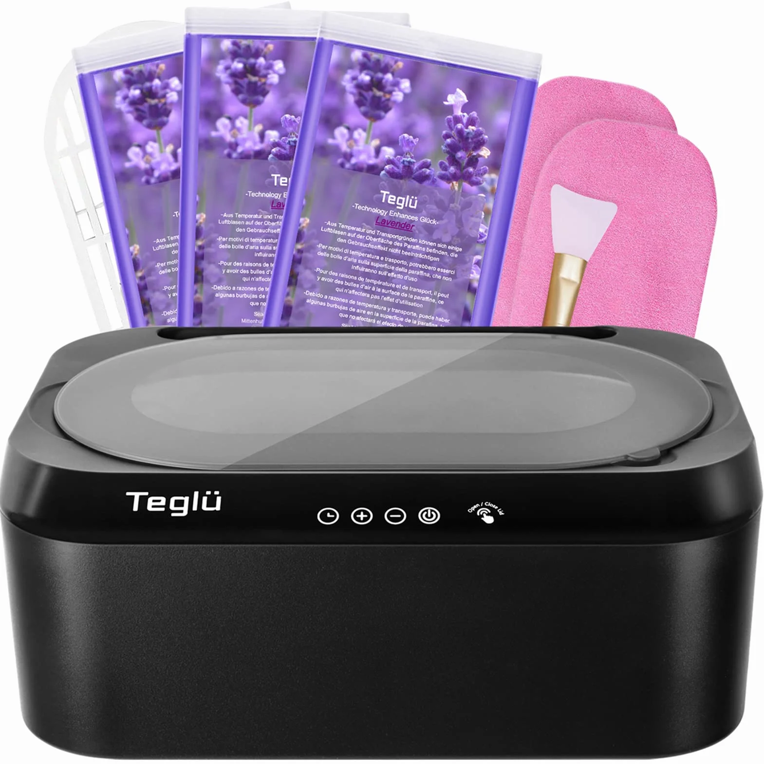 [Migliorata] Bagno di Paraffina per Mani e Piedi 4L con Apertura Automatica, Scalda Paraffina Cera 3x450g Paraffina 200W, FHC-2222, Nero