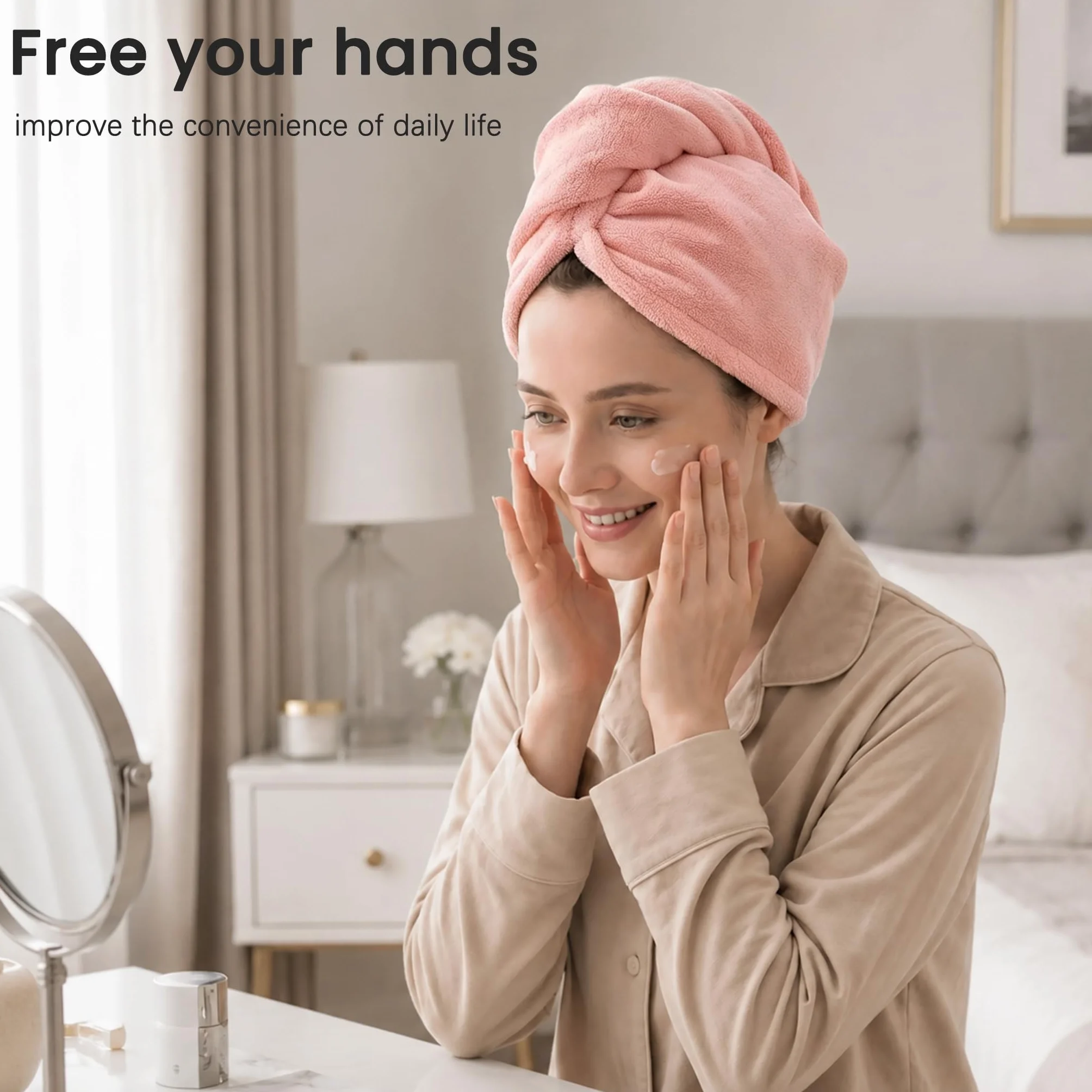 Shakeel Asciugamani Turbante in Microfibra, Super Assorbenti e a Asciugatura Rapida, con Design a Bottoni, Perfetti per Capelli Bagnati, Doccia e Spa - 1 Pcs, Grigio