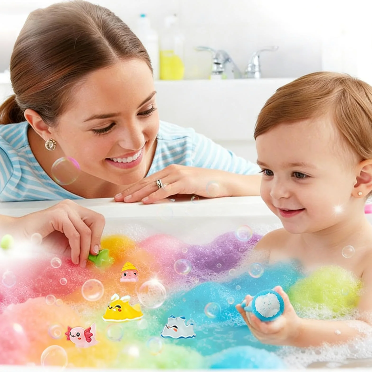 Kit di Bagno con Bombette Effervescenti Set da 12 Pezzi Variopinte | Set Giocattolo di Effervescenti per il Bagno per Favors Regalo, Riempicalze, Relax, Bambini e Bambine