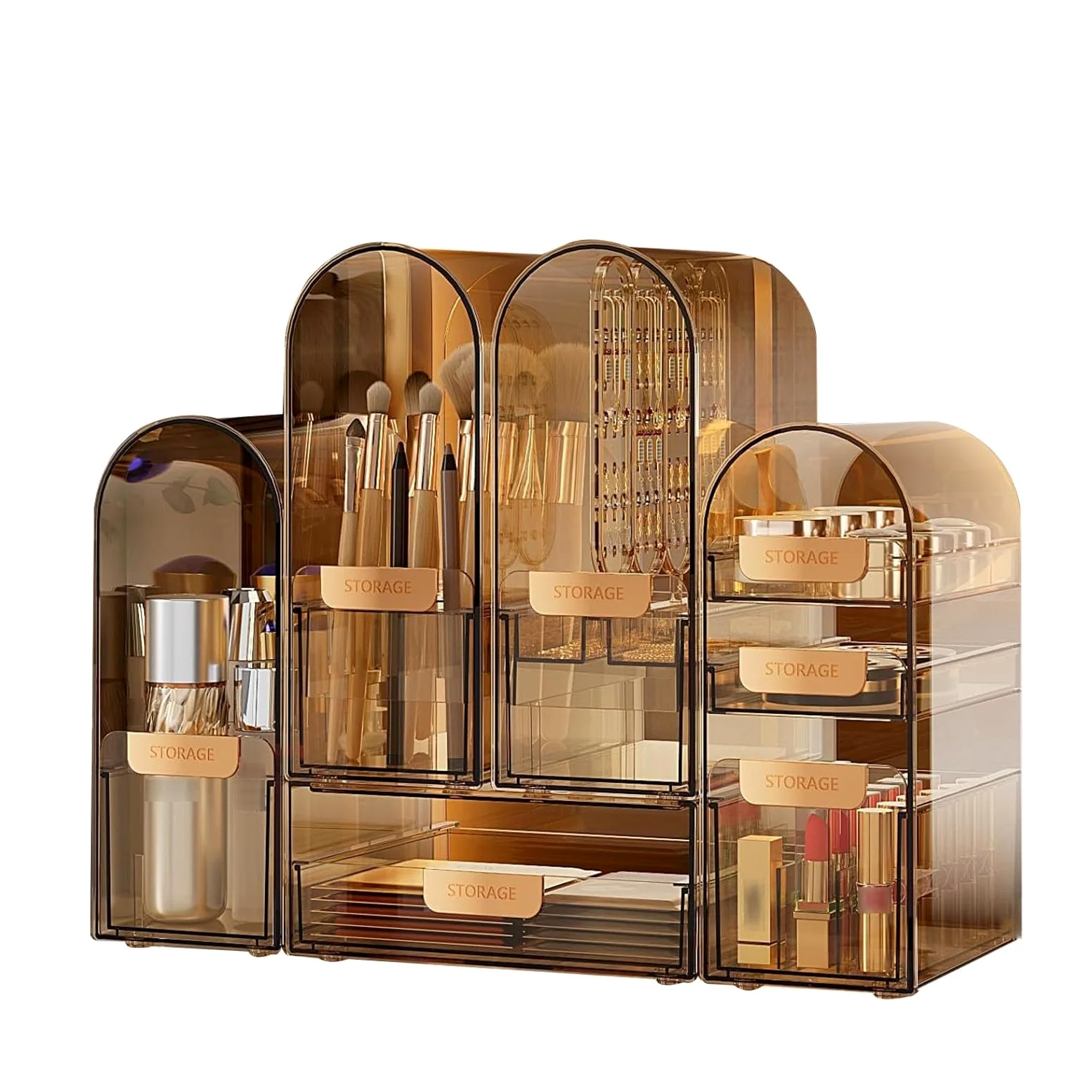 Organizzatore per Il Trucco, espositore per Cosmetici con portapennelli, ripiano per Gioielli e Scatola per Rossetto, Organizer per Il Trucco in Acrilico, Organizer da banco di Grande capaci