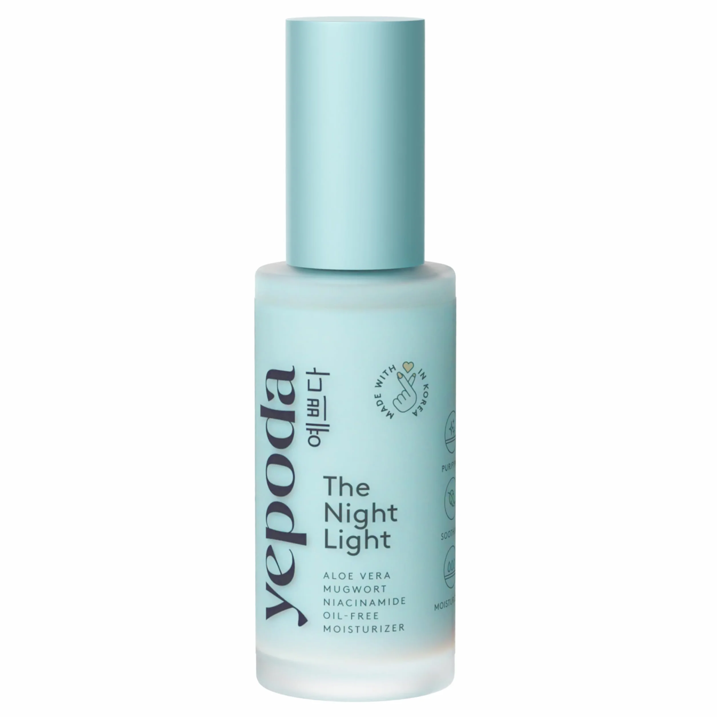 Yepoda The Night Light, Crema Notte Idratante Purificante e Lenitiva Senza Oli con Aloe Vera, Artemisia e Niacinamide, Crema Viso Vegana Coreana Per Tutti i Tipi di Pelle, 50 ml