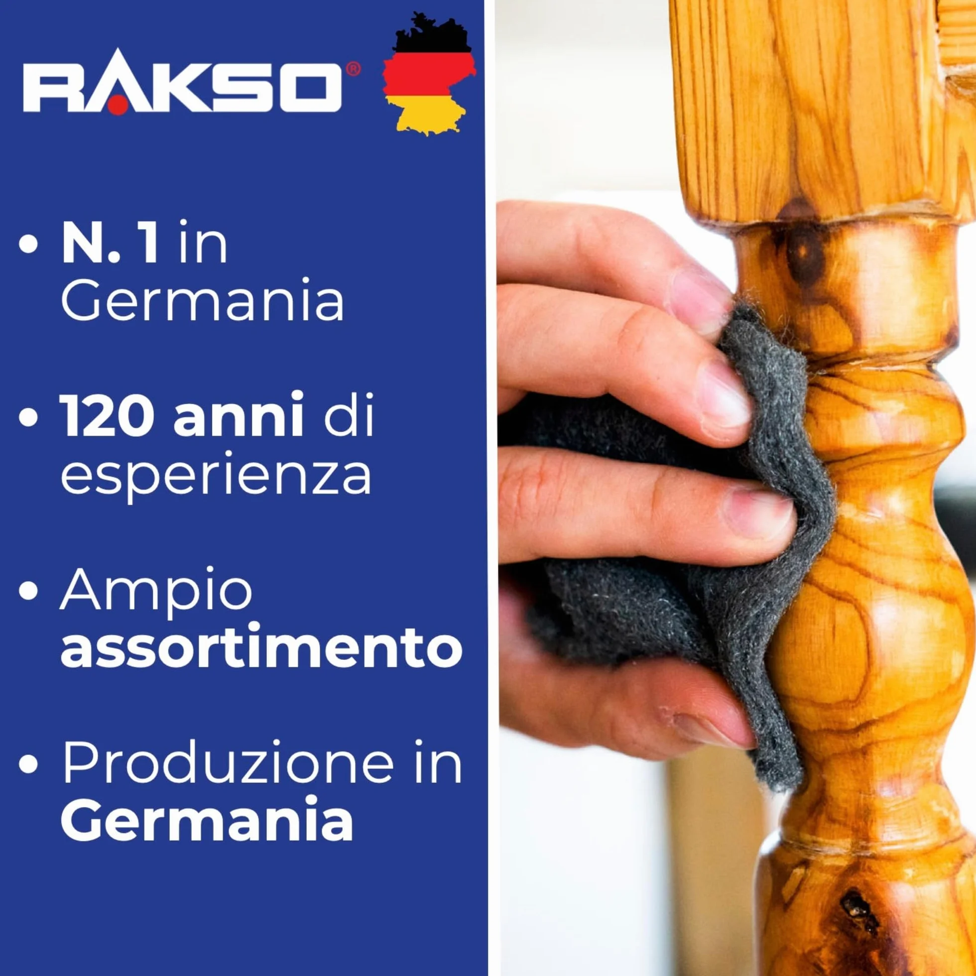 RAKSO Lana di Acciaio Extrafine 0000 200g 1 Fascia lucidare legni incerati