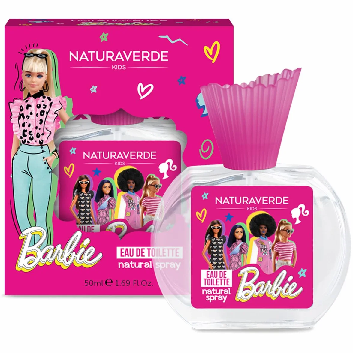 Naturaverde | Kids - Mattel Barbie - Eau de Toilette Spray per Bambini, Profumo Piacevole sulla Pelle, Contiene Alcool, Natural Spray, 50ml
