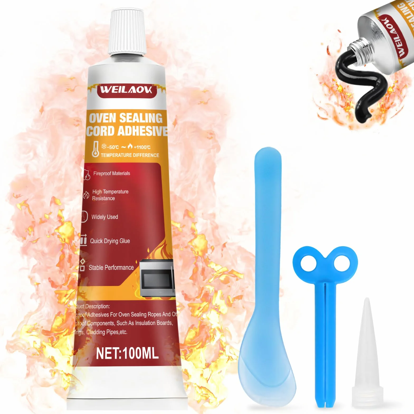 Silicone Alte Temperature Nero 100 ml do Pieca, Kuchenki Mikrofalowej, Płyty Indukcyjnej