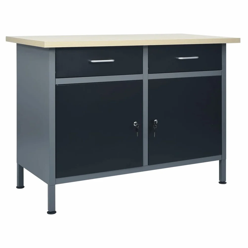 vidaXL Banco da Lavoro Nero 120x60x85 cm Acciaio