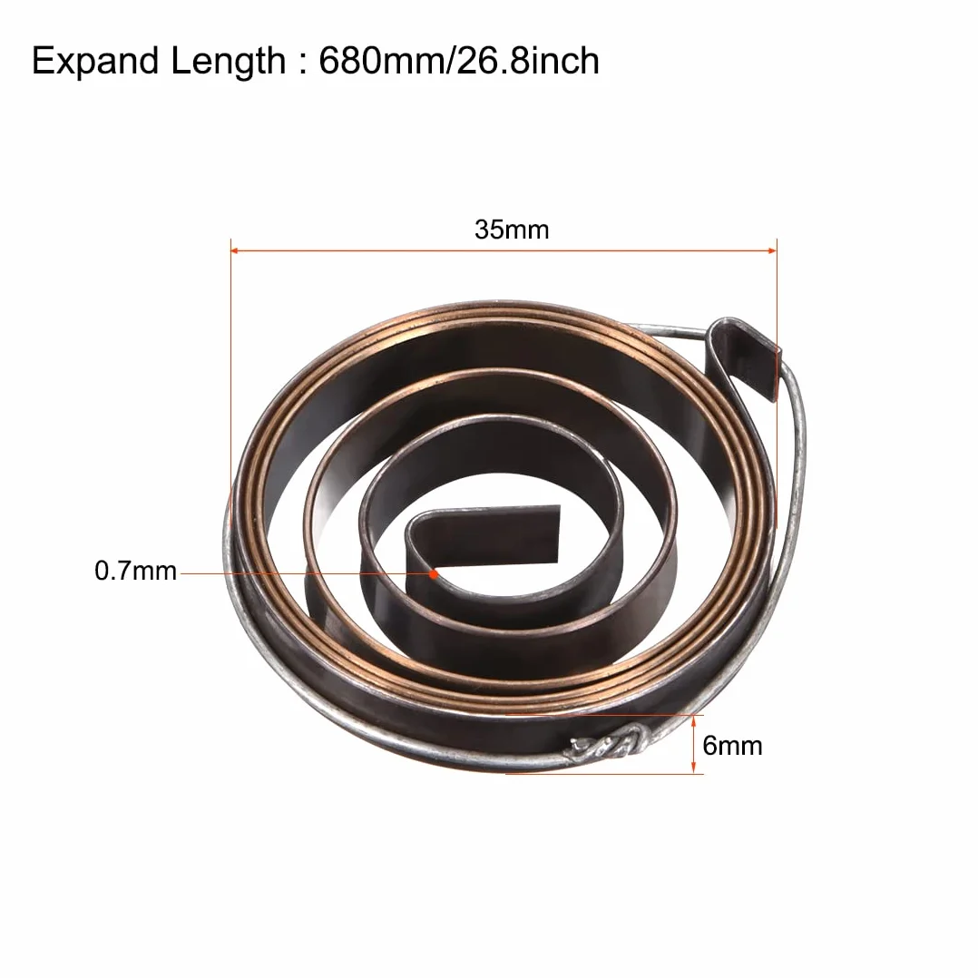 PATIKIL 2.2Ft Long Trapano Molla Ritorno Alimentazione, 35 x 6 x 0.7mm Bobina Molla Assemblaggio 2pz