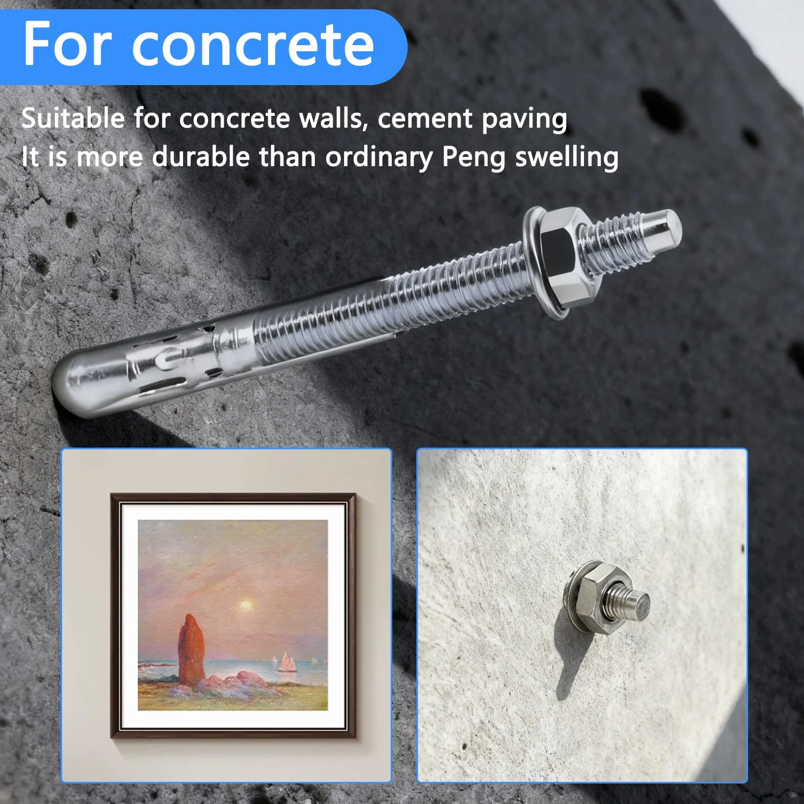 Tasselli per carichi pesanti M8 x 80 mm, ancoraggi in acciaio inox A2 V2A, con rondelle e dadi