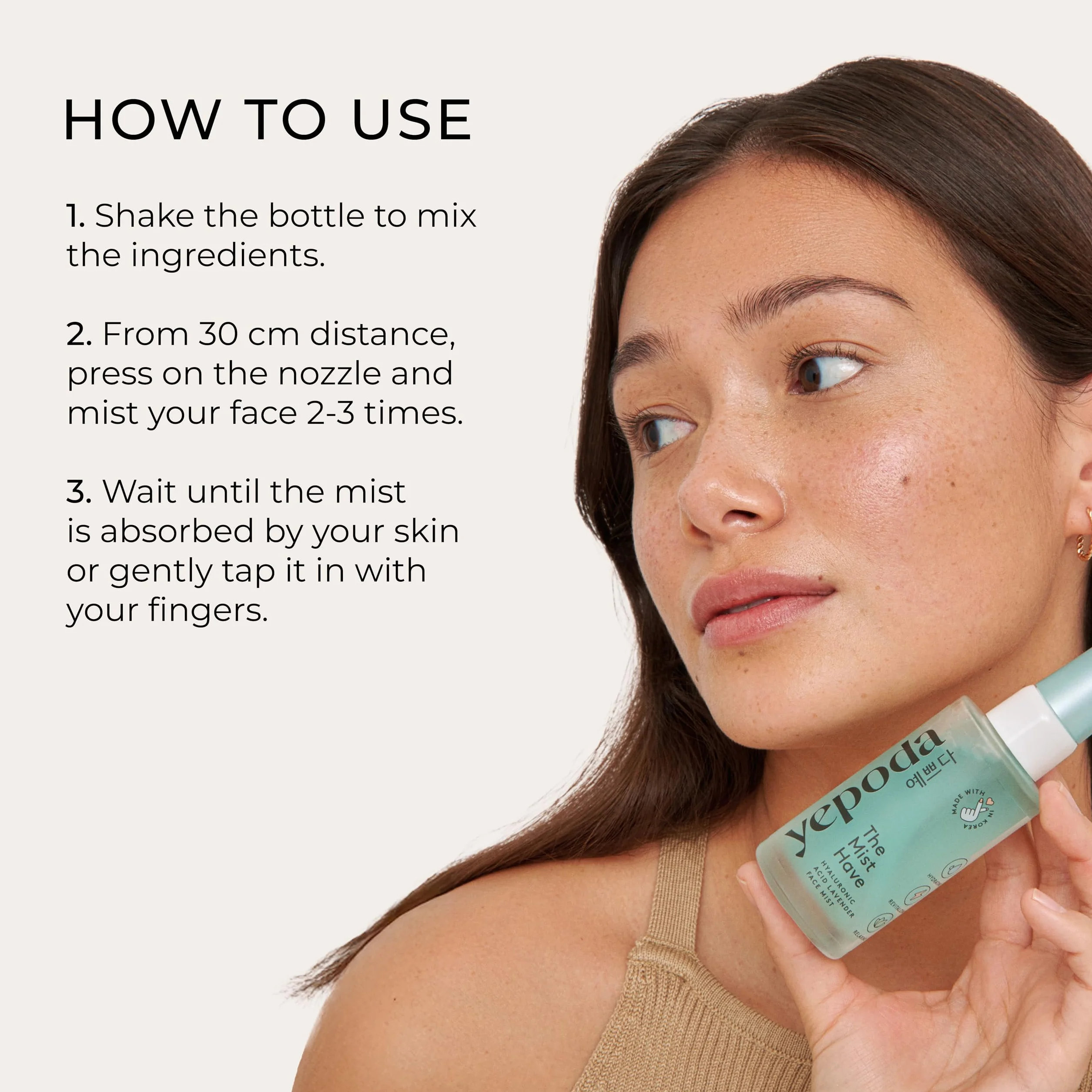 Yepoda The Mist Have, tonico spray idratante per il viso, idrata in profondità e rivitalizza la pelle, tonico spray viso coreano vegano, ideale per tutti i tipi di pelle, 50 ml