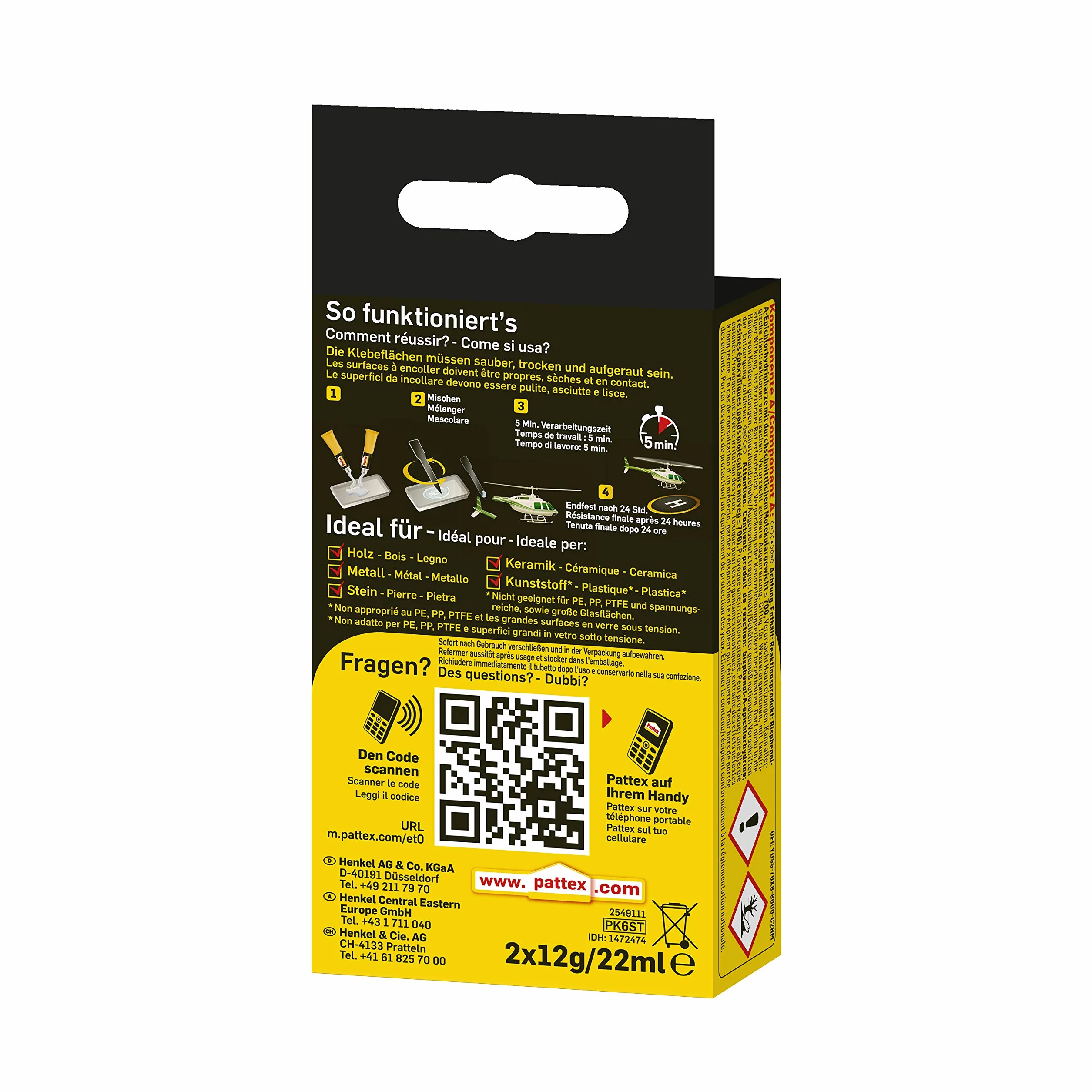 Pattex Kraft-Mix Extrem Schnell, colla epossidica 2K ad alta resistenza, 2x12g