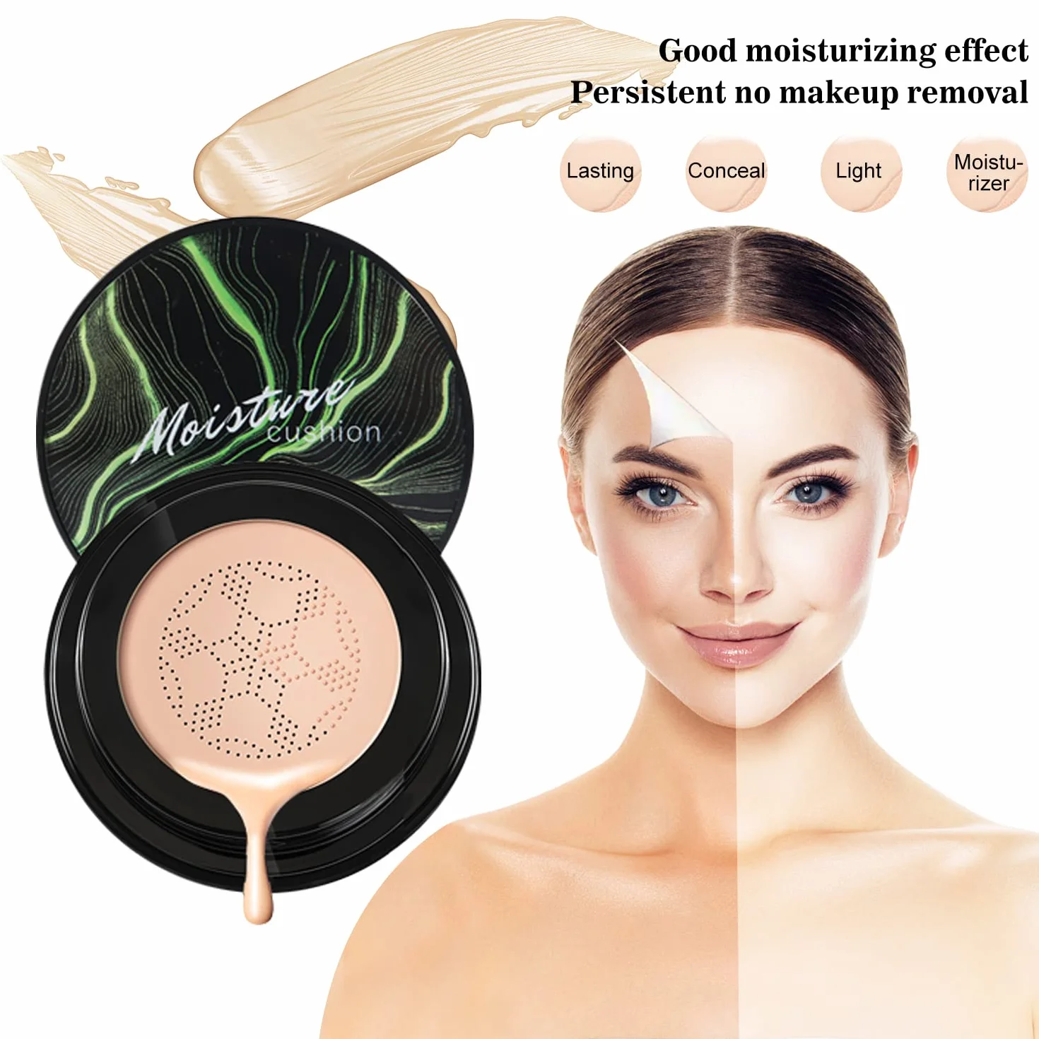 Fondotinta CC Cream con Fungo Testa D'aria base idratante per il trucco BB Cream di lunga durata correttore idratante leggero e levigante Correttore naturale facile da applicare Nature