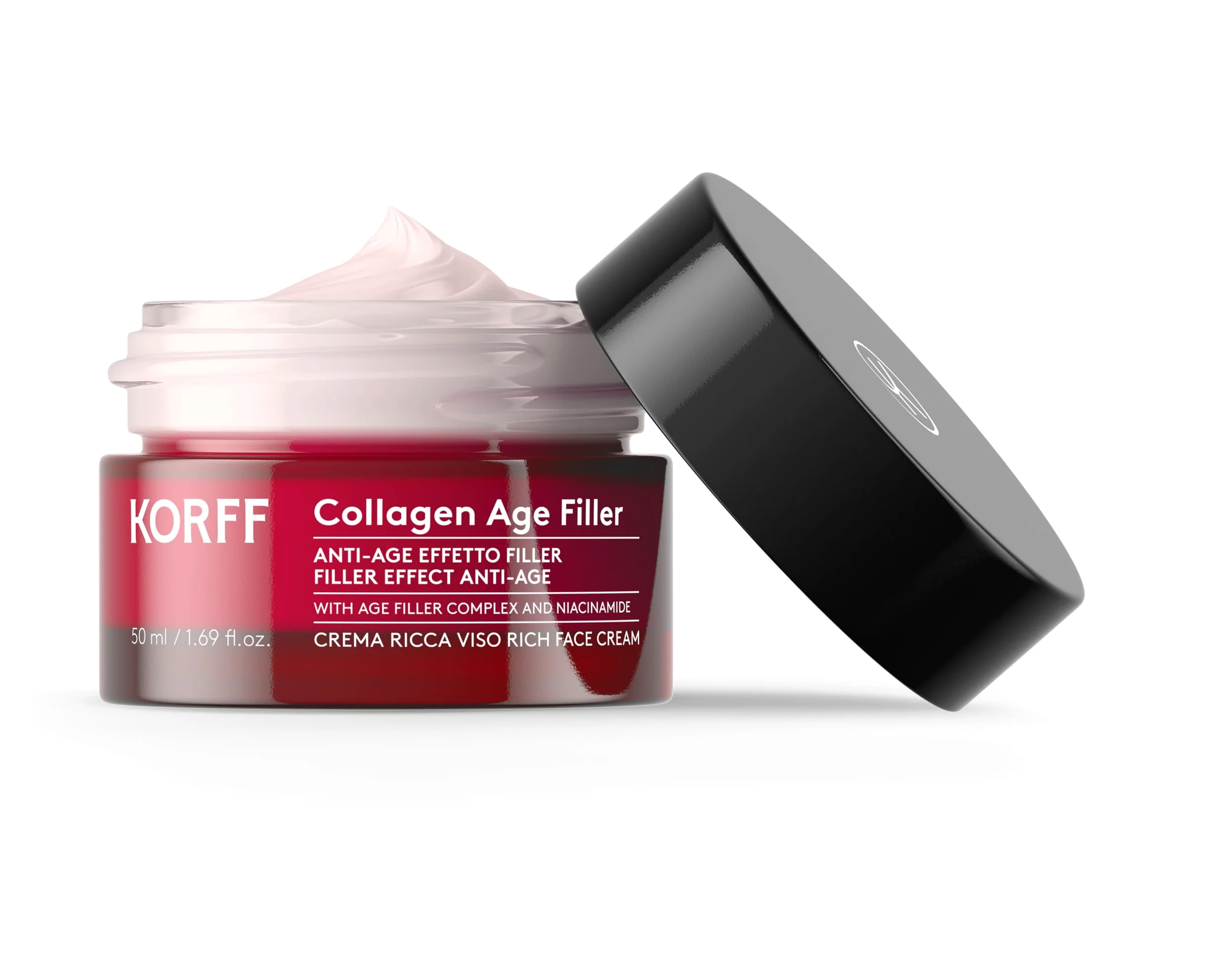 Korff Crema Ricca Viso Antietà, Collagen Age Filler, Trattamento Anti-Rughe per Pelle Liscia e Idratata, Per tutti i tipi di pelle, Indicata Post-acta di Dermatologia Estetica, 50ml