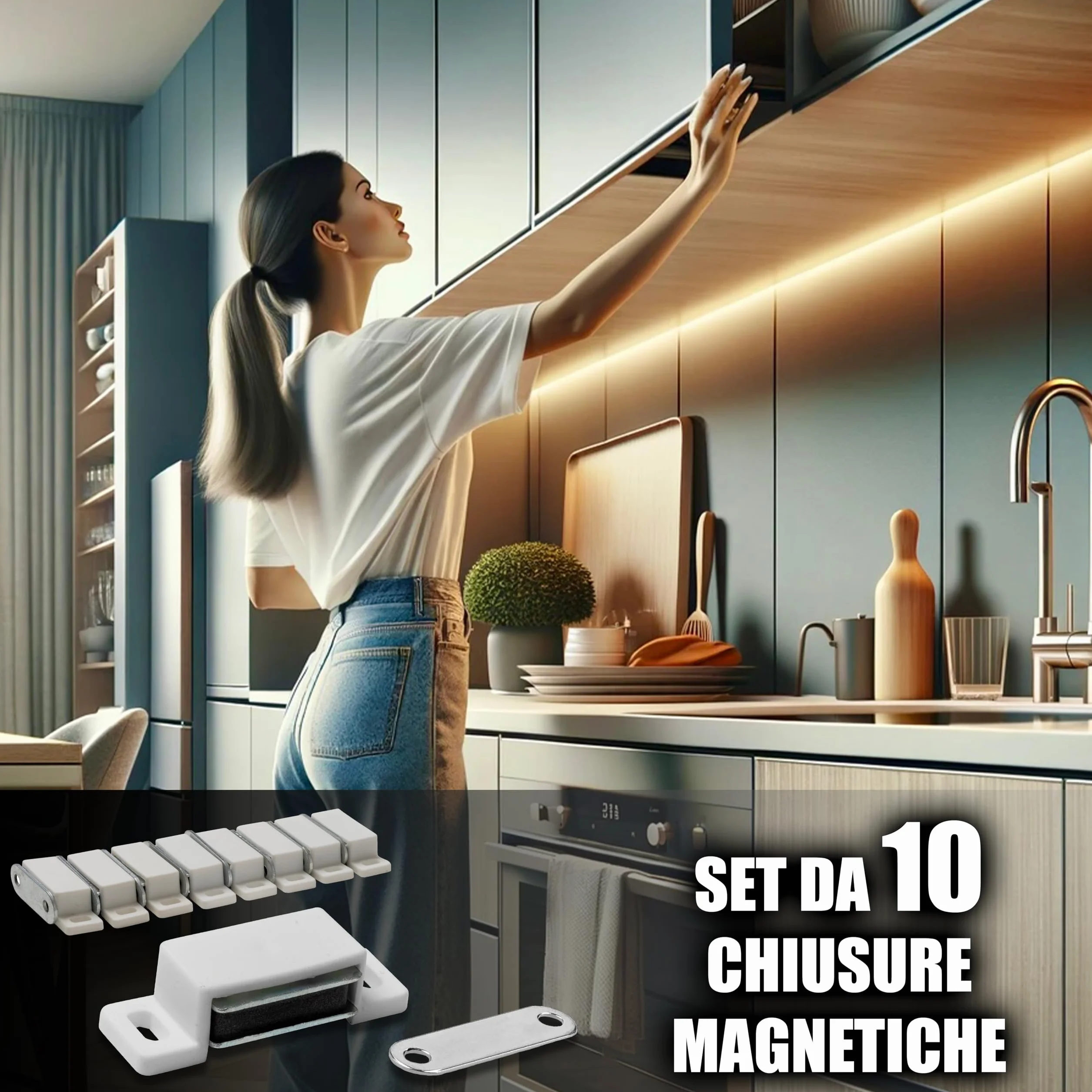 IPEA Chiusure Magnetiche per Mobili 10 PEZZI Bianco