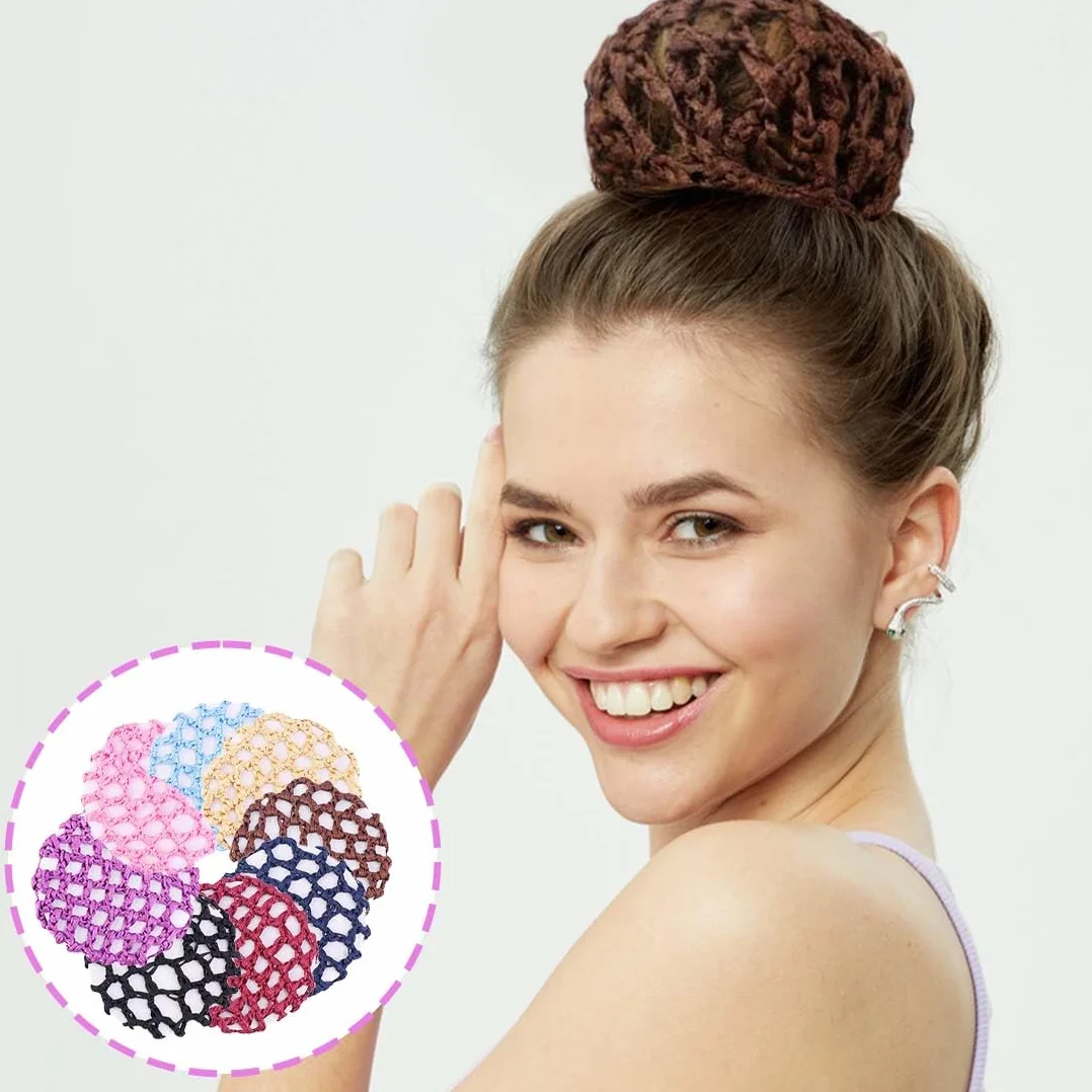 8 Pezzi Copertura a Rete per Danza Classica con Elastico,Retina per Capelli Chignon Retina per Capelli Chignon Bambina con Perline Retine per Capelli per Hotel Infermiera