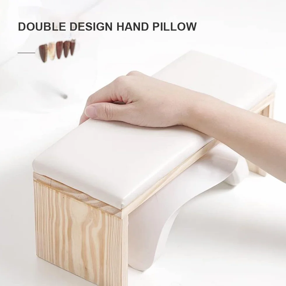Poggiabraccio per unghie, Poggiamano per unghie antiscivolo, Cuscino da tavolo per poggiamani in legno, Cuscino per mani da manicure Supporto per bracciolo da tavolo per unghie, Bianco