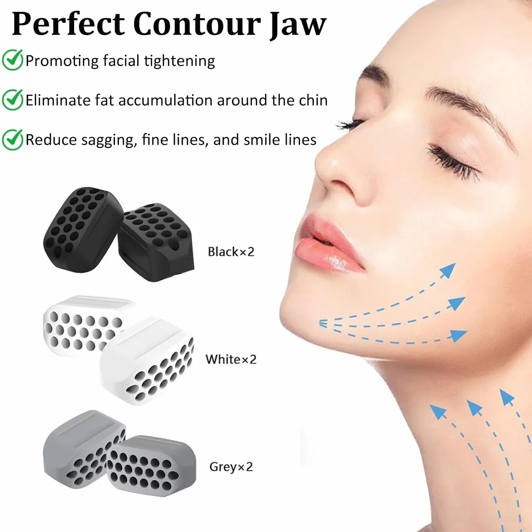 Exerciser Set di 6 Mascella Allenatore Esercizi, Jaw Liner Trainer, Silicone Jaw Exerciser per Uomini e Donne, Jawline Trainer Dispositivo di Rinforzo del Collo Collo Viso Strumento di Masticazione