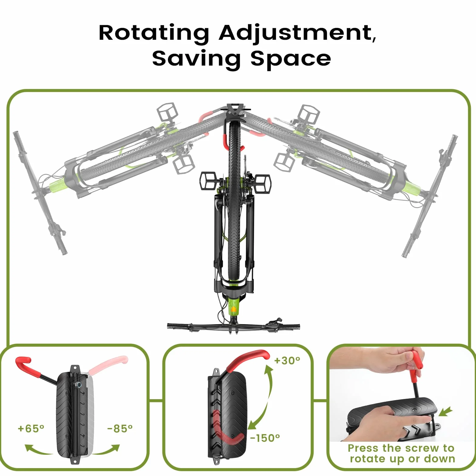 Housolution Supporto Girevole per Biciclette, Gancio da Parete Verticale, 66 Libbre, 2 Pezzi
