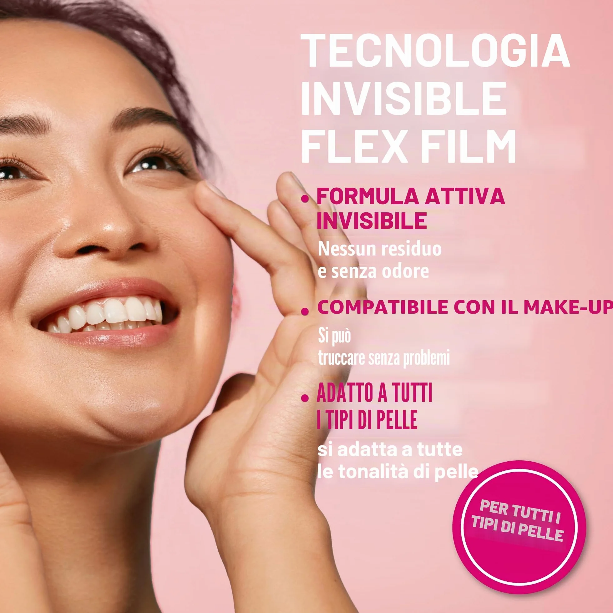 EYEBAGHACK - Effetto Express Eyelift contro le borse e le rughe, occhi visibilmente lisci in 2 minuti, tecnologia Invisible Flex Film per un effetto fino a 10 ore, 5x mini tubetti richiudibili