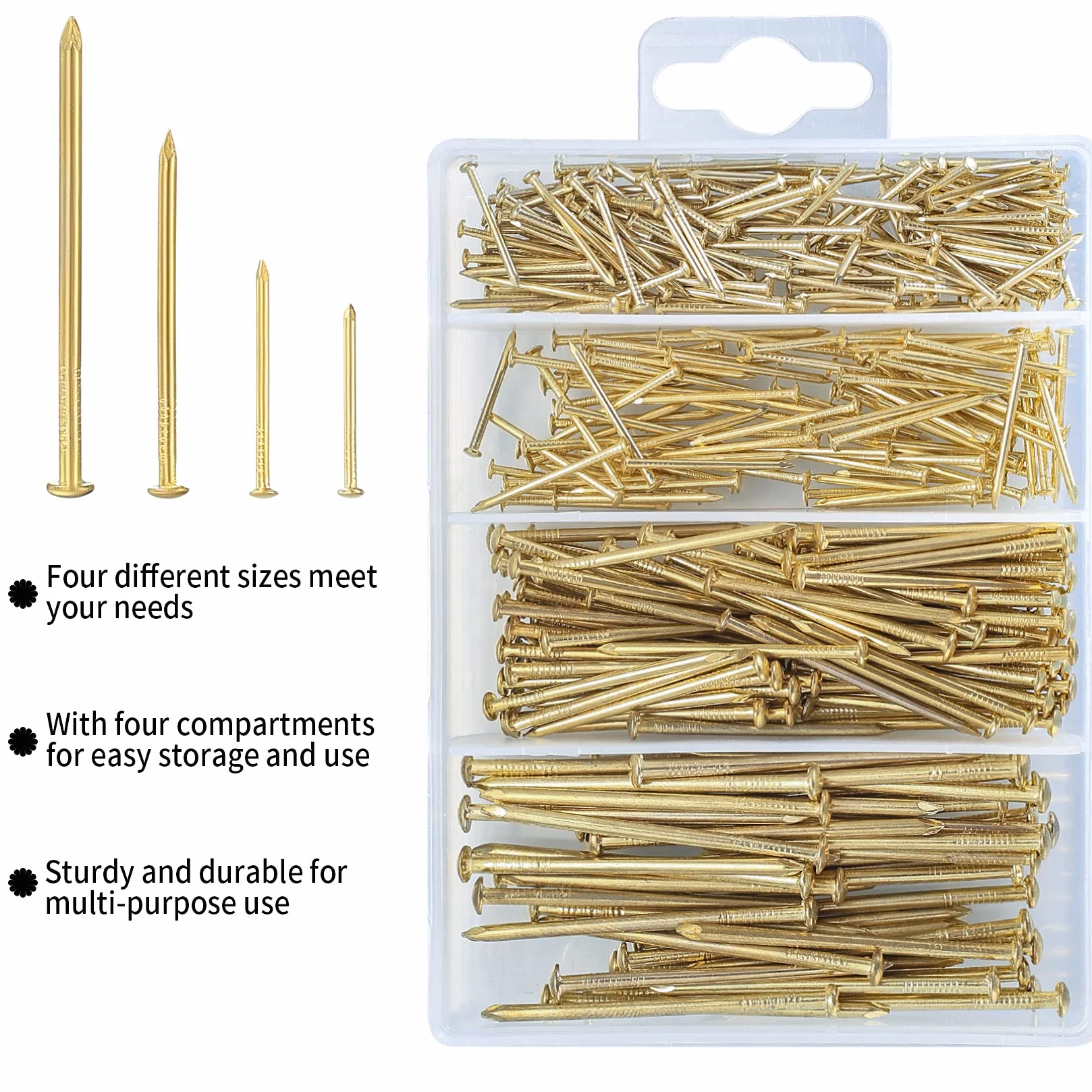 350 chiodi e spilli in ottone dorato 20/25/40/50 mm per legno