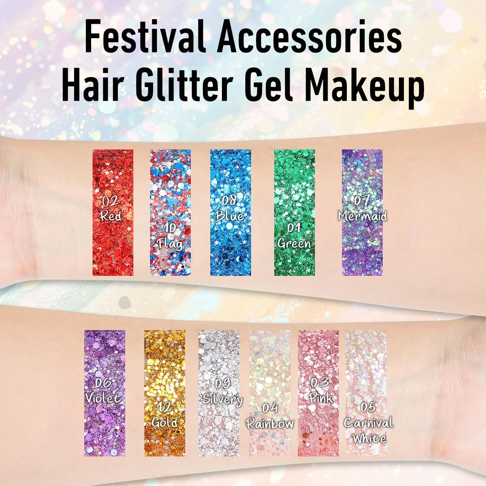Red White and Blue Face Body Glitter Stick, Chunky Sequins Body Face Glitter for Women Girls, Sparkle Patriotic Pride Chunky Glitter Makeup for Memorial Day, 4th of July Accessories Outfits