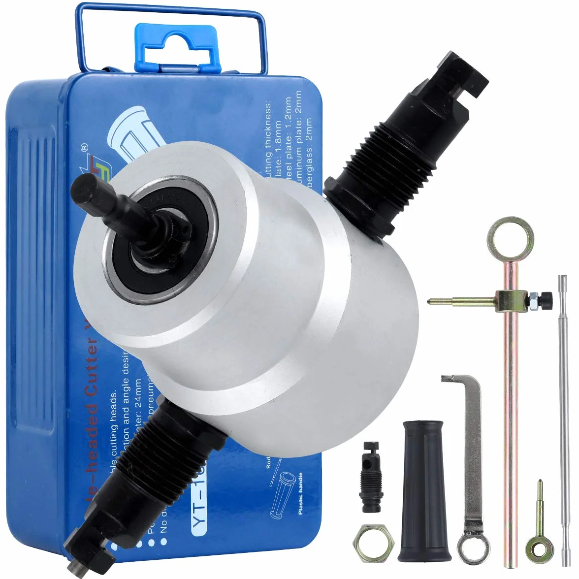 Roditore a Doppia Testa in Lamiera Regolabile 360° per Trapano Elettrico o Pneumatico 1500-3000 Giri/Min