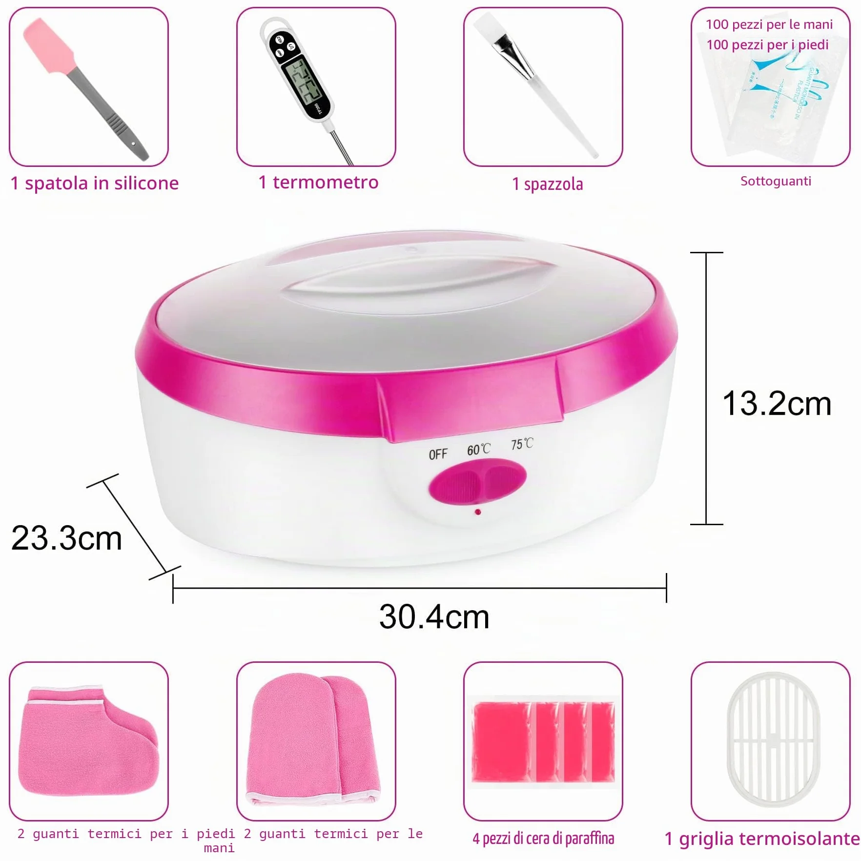 Bagno di Paraffina 265 W per Mani e Piedi, Forever Speed Cera di Paraffina Set Elettrico Paraffin Dispositivo Rosa