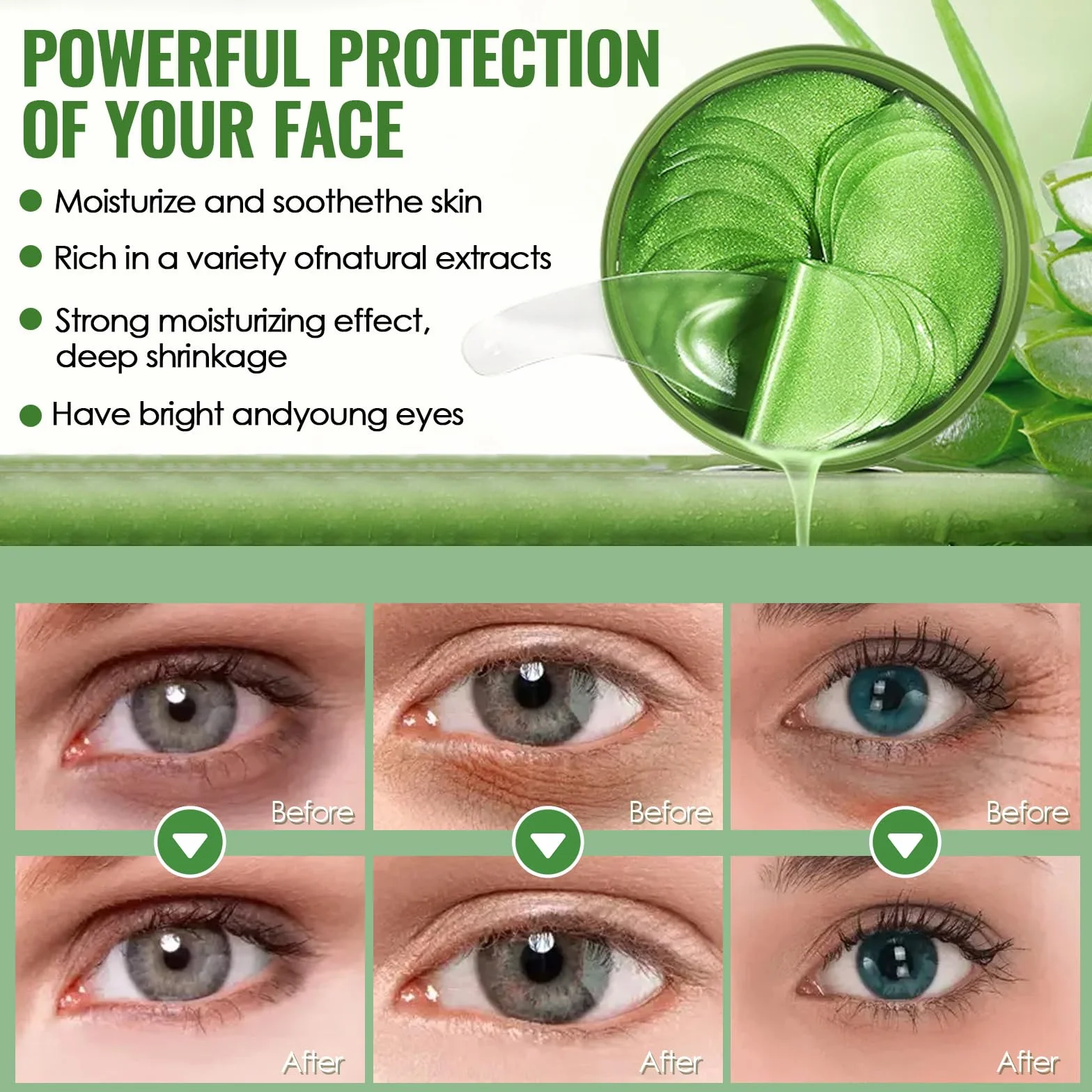 60 Pezzi Maschera Occhi di Aloe Vera,Patch Occhi Per Rimuovi Borse e Puffiness, Collagene Patch Occhi, Maschera Occhiaie Donna Uomo, Collagene Maschera Occhi Eye Mask, Contorno Occhi Idratante