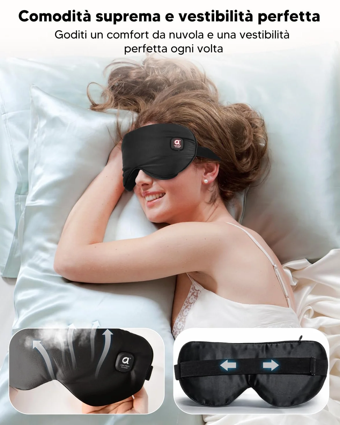 arboleaf Maschera Occhi Riscaldante, 3 Livelli di Maschera Termica per Occhi Secchi e Blefarite, Ricaricabile USB-C con Batteria da 1000mAh, Mascherina per Dormire Oscurante, Lavabile e Portatile