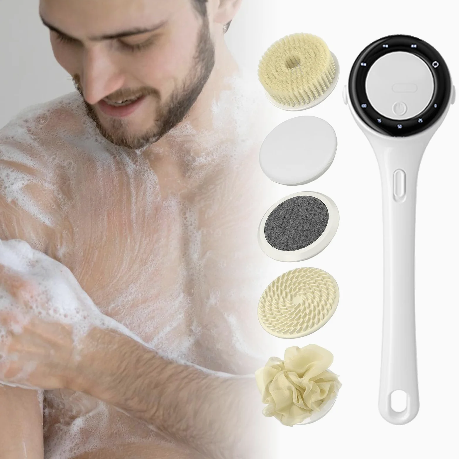 Spazzola Elettrica Per Il Corpo In Doccia Spazzola Elettrica Per La Schiena | Strumento Con Display Digitale 3 Livelli Intensità Per Doccia Pori Ostruiti Clima Caldo Bagno Hotel