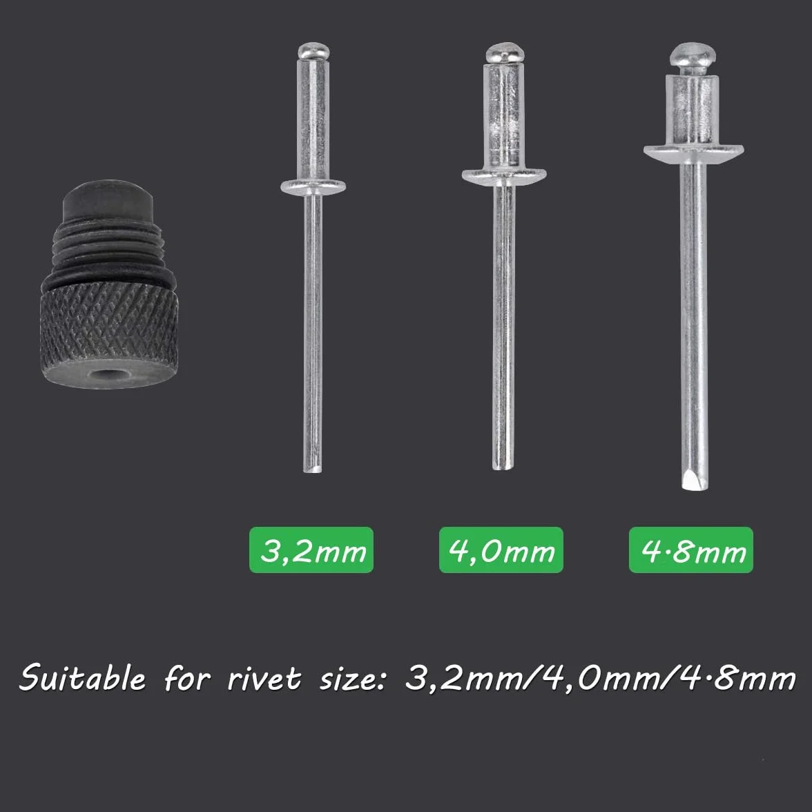 Rivettatrice Manuale Pistola per Rivetti Professionale 13" Pinza per Rivetti Kit con 40 Rivetti da 3,2mm/4,0mm
