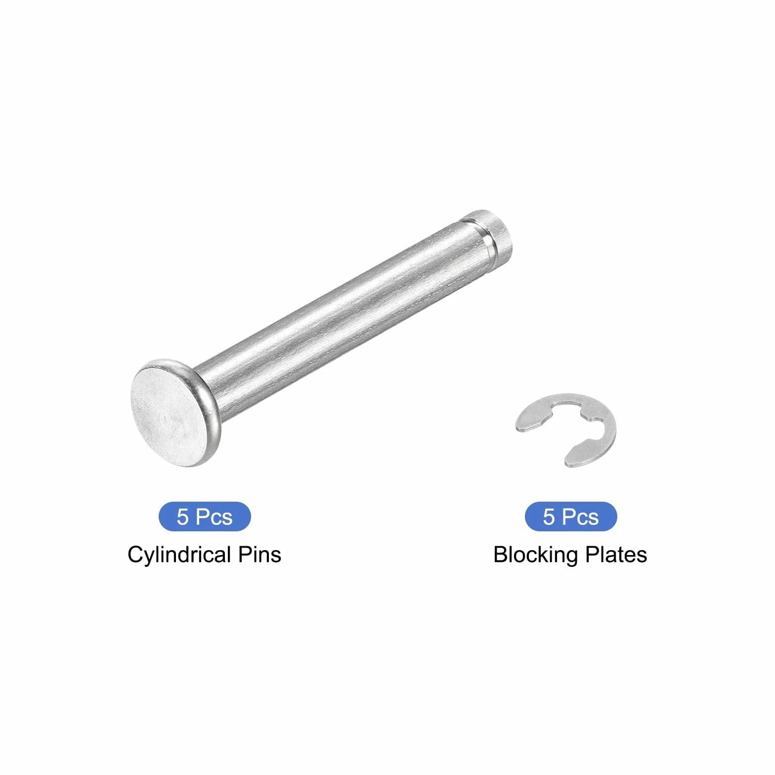 QUARKZMAN M5x35mm Perno Posizionamento Cilindrico Acciaio Inossidabile 304, Testa Piatta con Clip Fissaggio