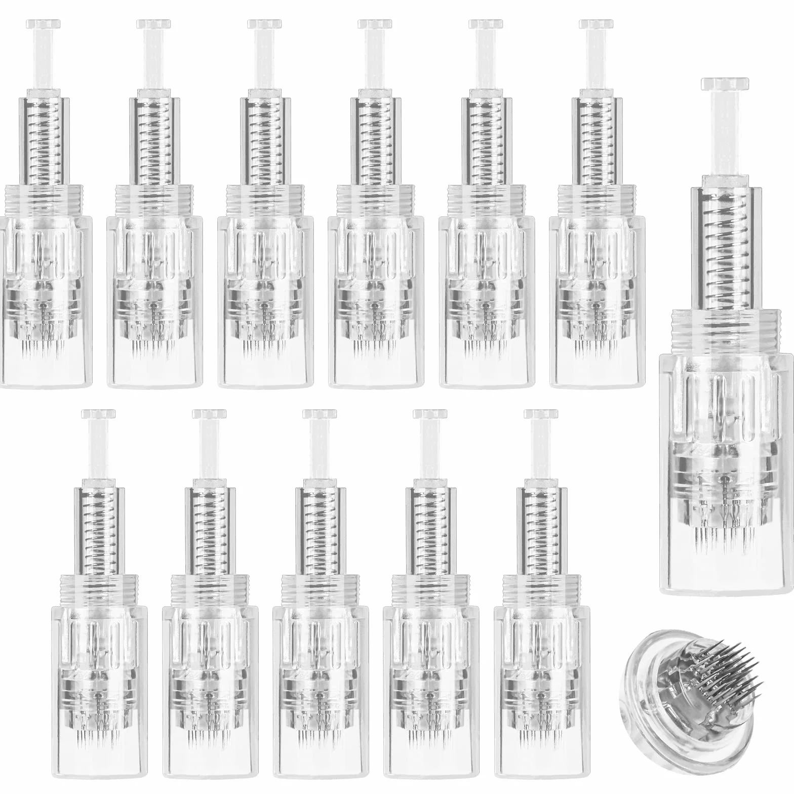 LOPHE Microneedling, 12 Pezzi Micro Aghi Penna Derma Micro Needling, Microneedle Nano Aghi con Regolabili su Porta Filettata, Aghi da Cartucce Microaghi per Derma Pen(#36pin)