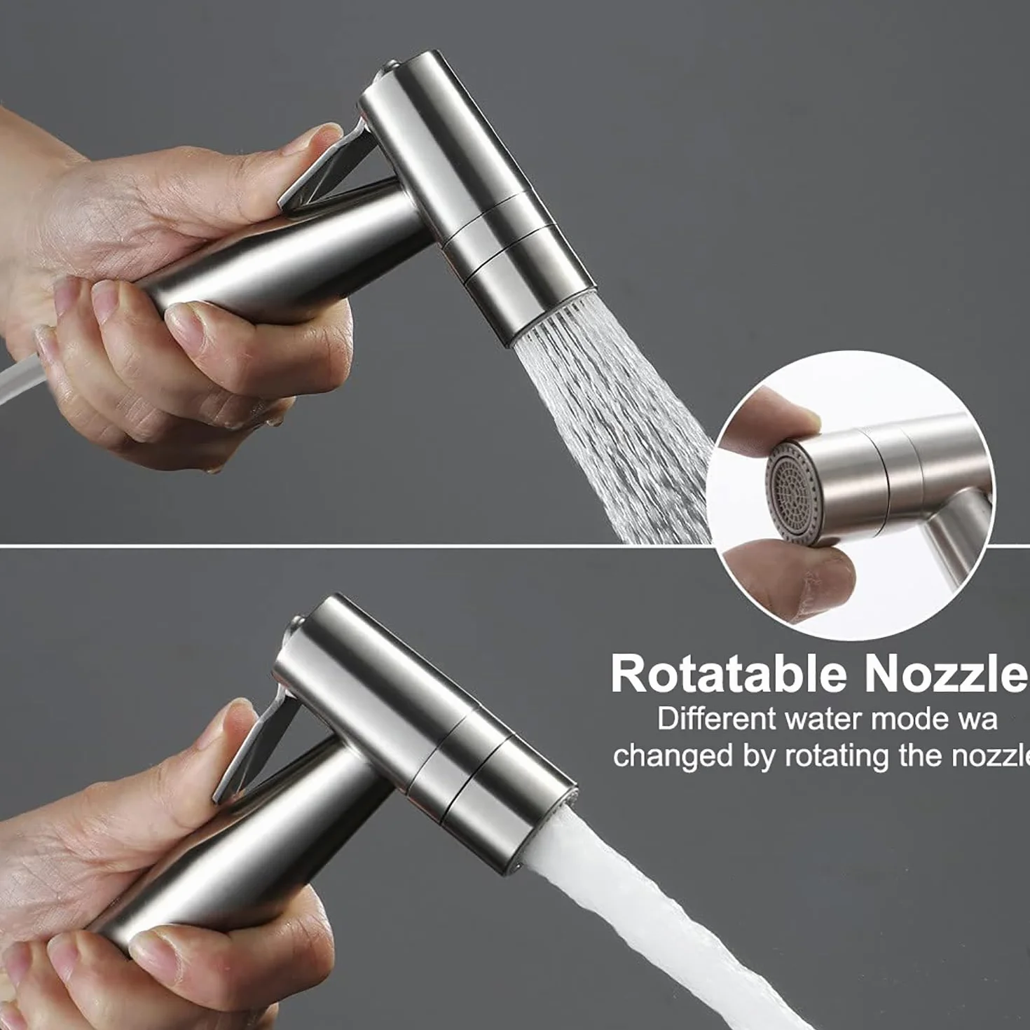 Doccetta Bidet Portatile Acciaio Inossidabile 2 Funzioni Spruzzatore WC
