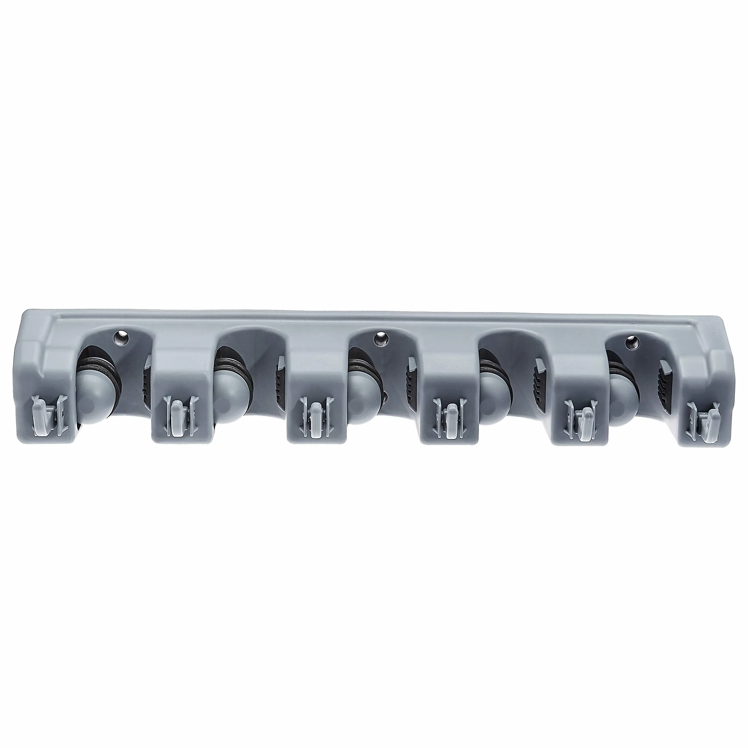 Amazon Basics Rettangolare Porta scopa con supporto da parete e organizer per attrezzi da giardino, 6.2 x 43 x 8.5 cm, Grigio