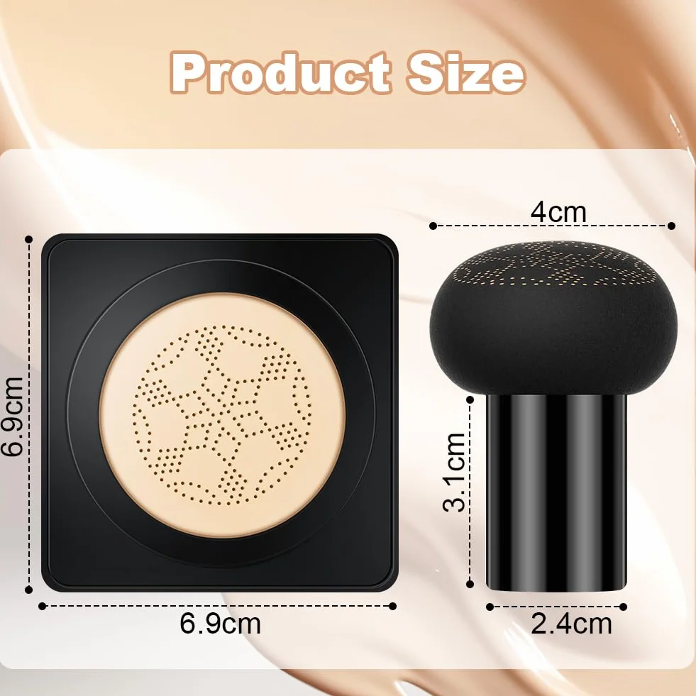 2 Pezzi Cushion Fondotinta CC Crema con Fungo Testa D'aria Coprente Imperfezioni, Fondotinta Lunga Durata Idratante, Correttore Naturale Tono Uniforme Della Pelle(Naturale)