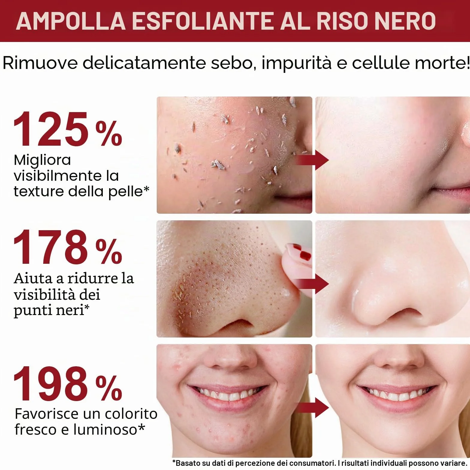 Peel Shot Glow Rice Ampoule Duo, Coreano Esfoliante al riso, Prodotti esfolianti di riso nero delicato che aiutano a rimuovere le teste nere e la pelle morta, la cura dei pori