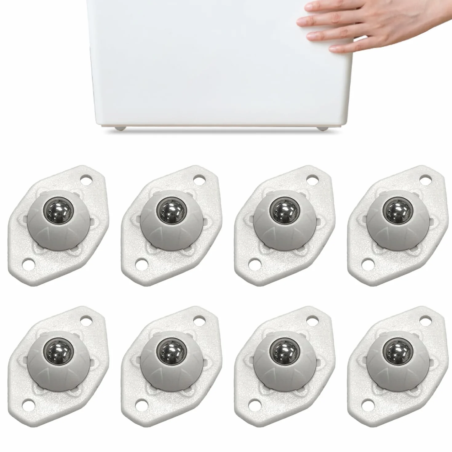 TRVL FIELDER Rotelle autoadesive girevoli 360° in acciaio per elettrodomestici, ruote universali bianco 8