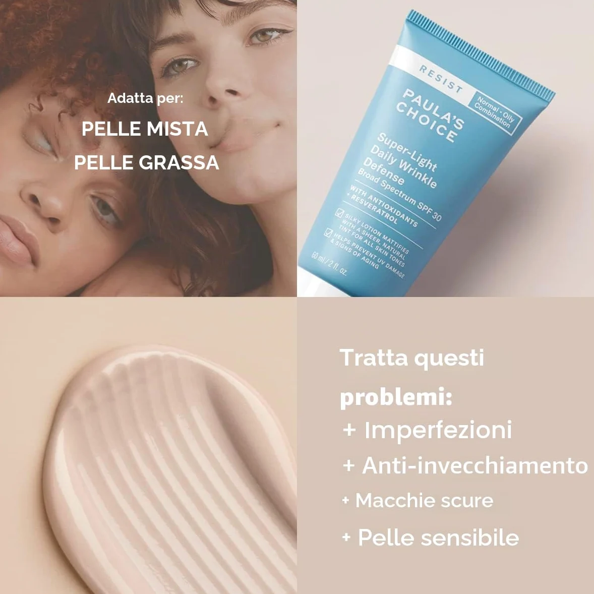 Paula's Choice Anti-Aging Crema Giorno SPF 30, Pelli Miste o Grasse, 60 ml | Crema Solare -Lozione Idratante Eggermente Colorat - Minimizza le Macchie Cutanee - Combatte le Rughe - Ossido di Zinco
