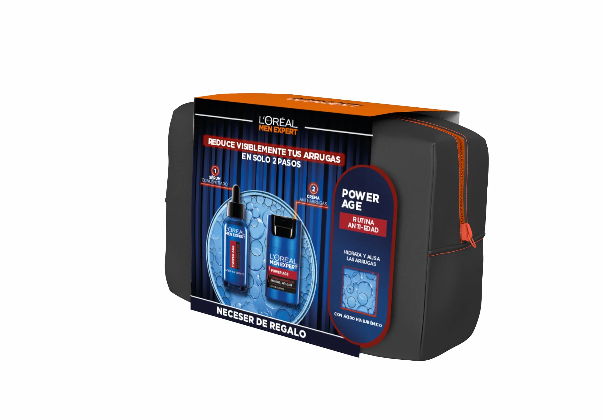 L'Oreal Paris Men Expert Confezione di routine anti-età Power AGE acido ialuronico per uomo con siero concentrato + crema antirughe