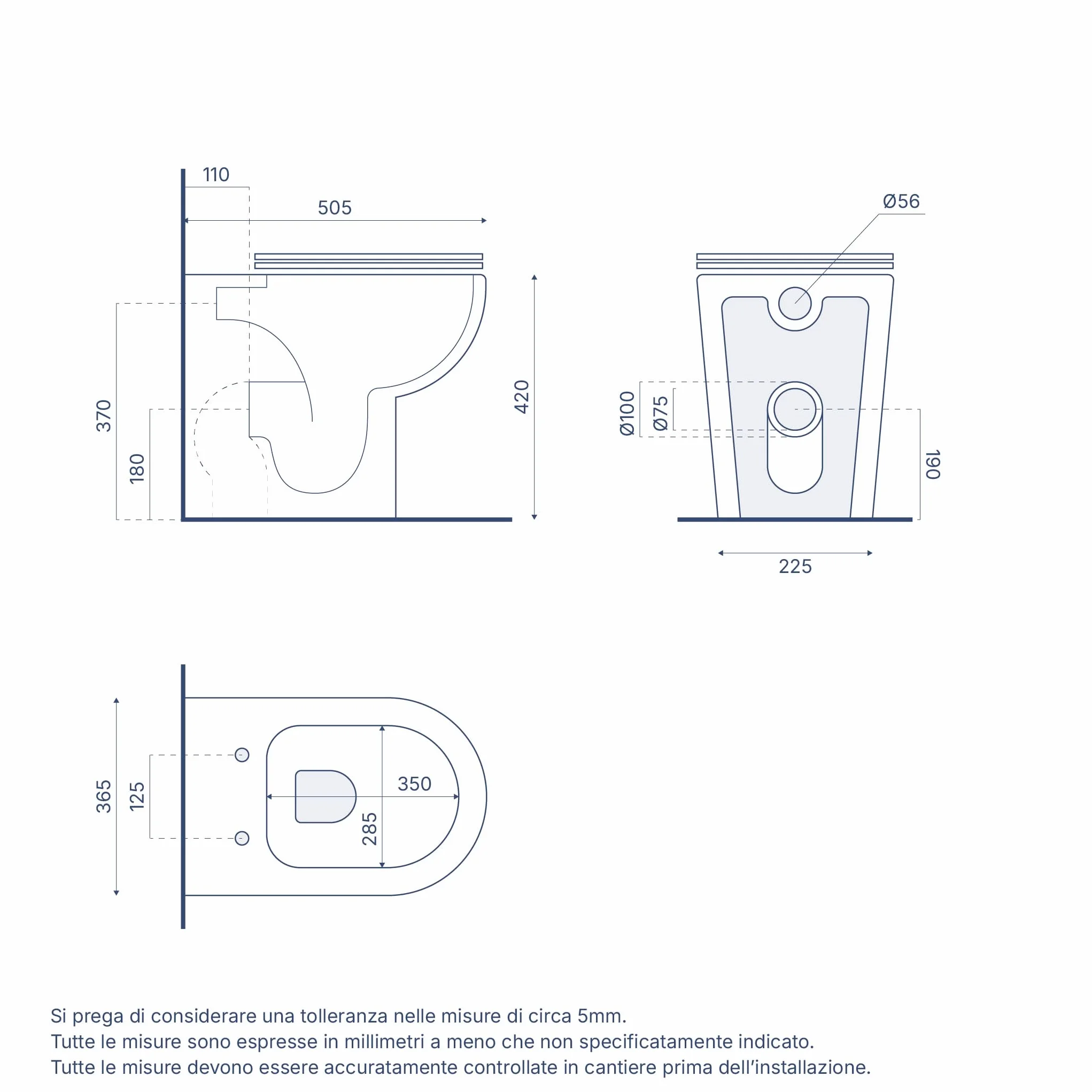 Ceramica Filomuro Vaso Bidet Sedile Copri-wc Mod. Doha Bianco Lucido