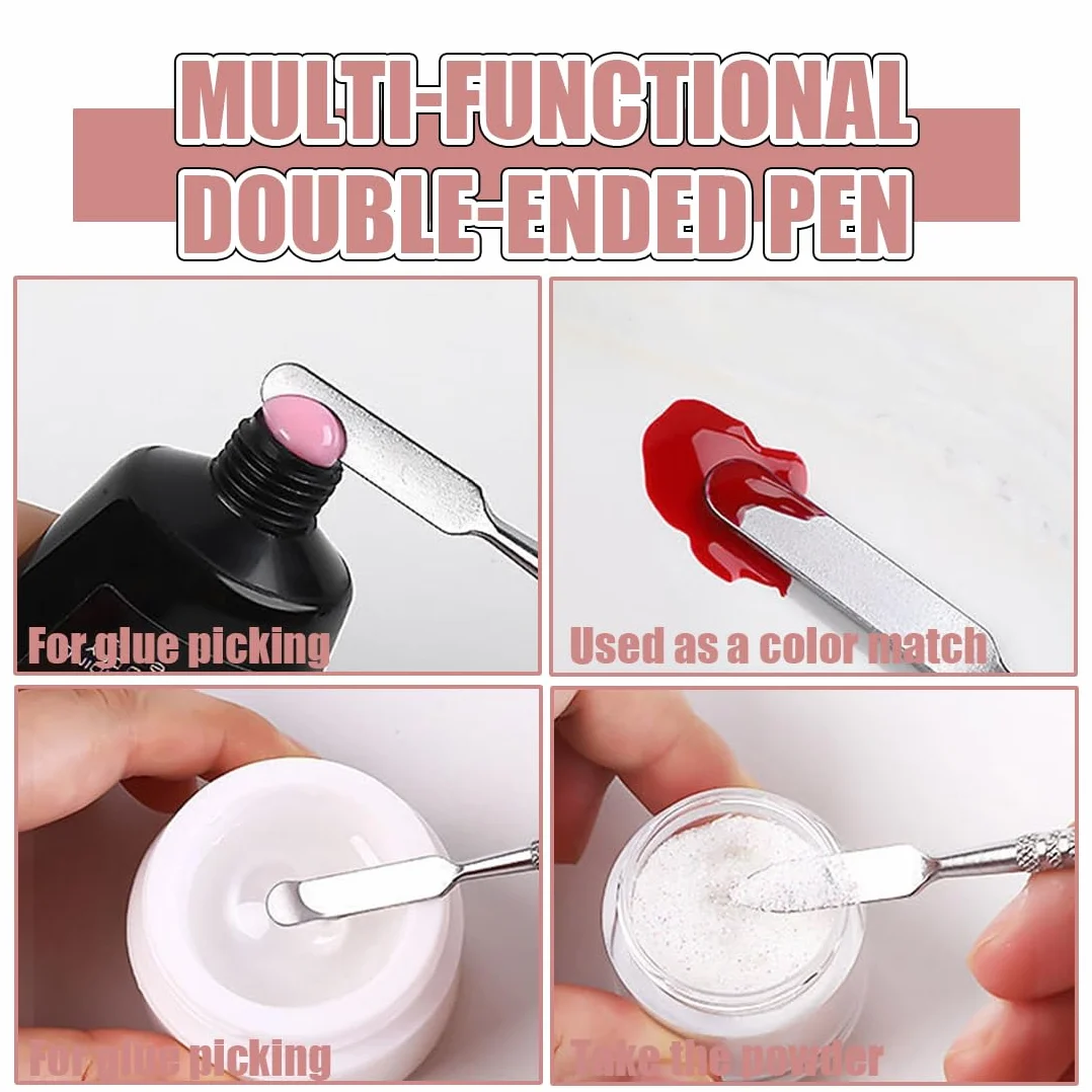 2 Pezzi Pennello a doppia punta per Polymer Gel, Pennello Polygel 2 in 1 Dual-ended Nail Art Penna, Pennello per Pittura per Unghie