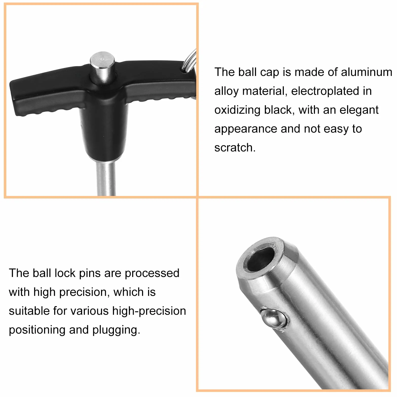 QUARKZMAN Pin di Blocco a Maniglia a T 6mm x 40mm Acciaio Inossidabile Rilascio Rapido Pulsante 2pz