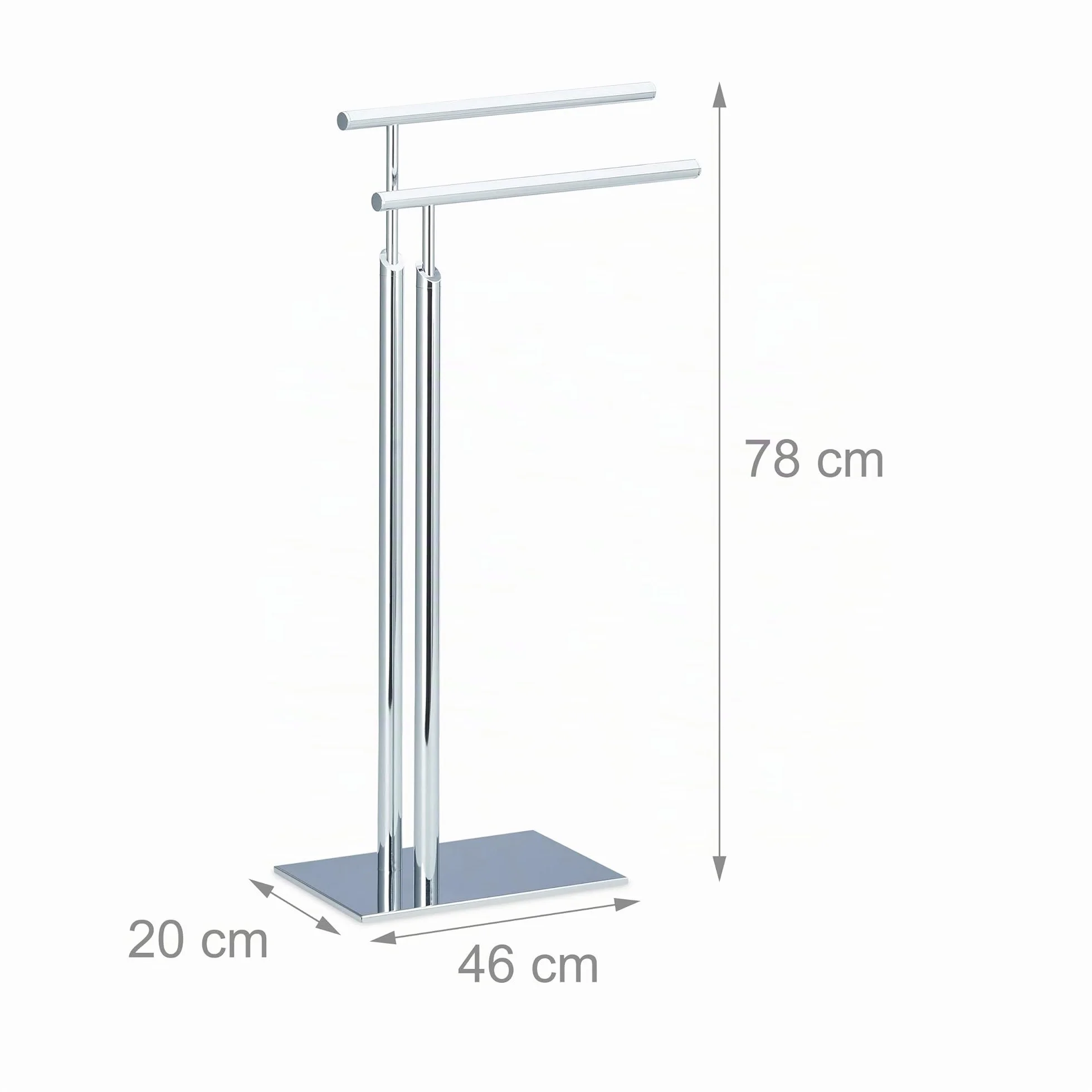 Relaxdays Portasciugamani da Terra Metallo Effetto Inox 78x46x20 cm Argentato