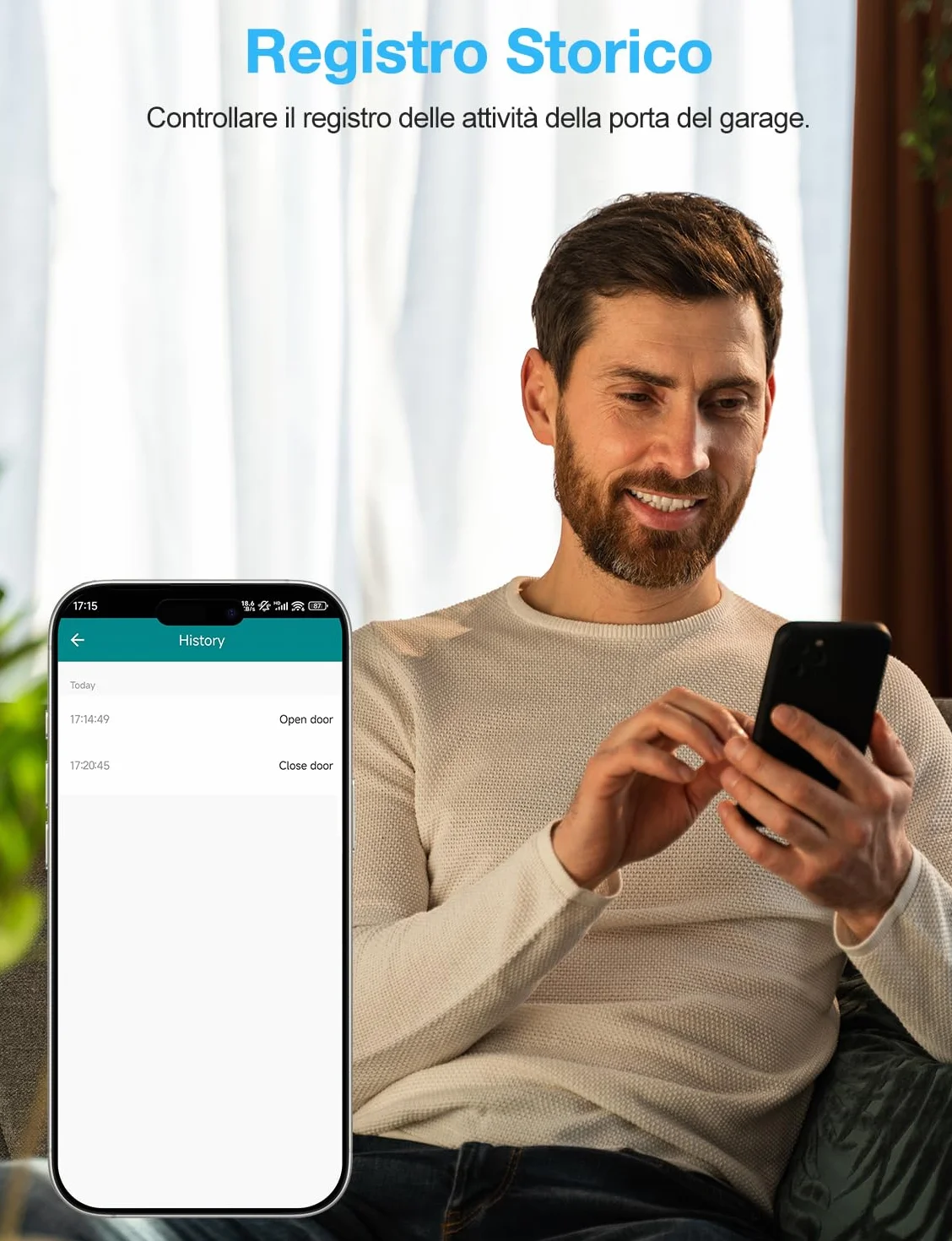 Maxcio Apriporta WiFi Garage Door Opener, Intelligente Compatibile con Alexa/Google Home, APP Controllo Remoto, AC/DC
